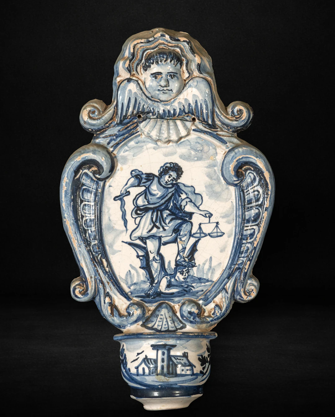 Important Benditera in Catalan Ceramics "Cintes i Faixes" from the 19th C
