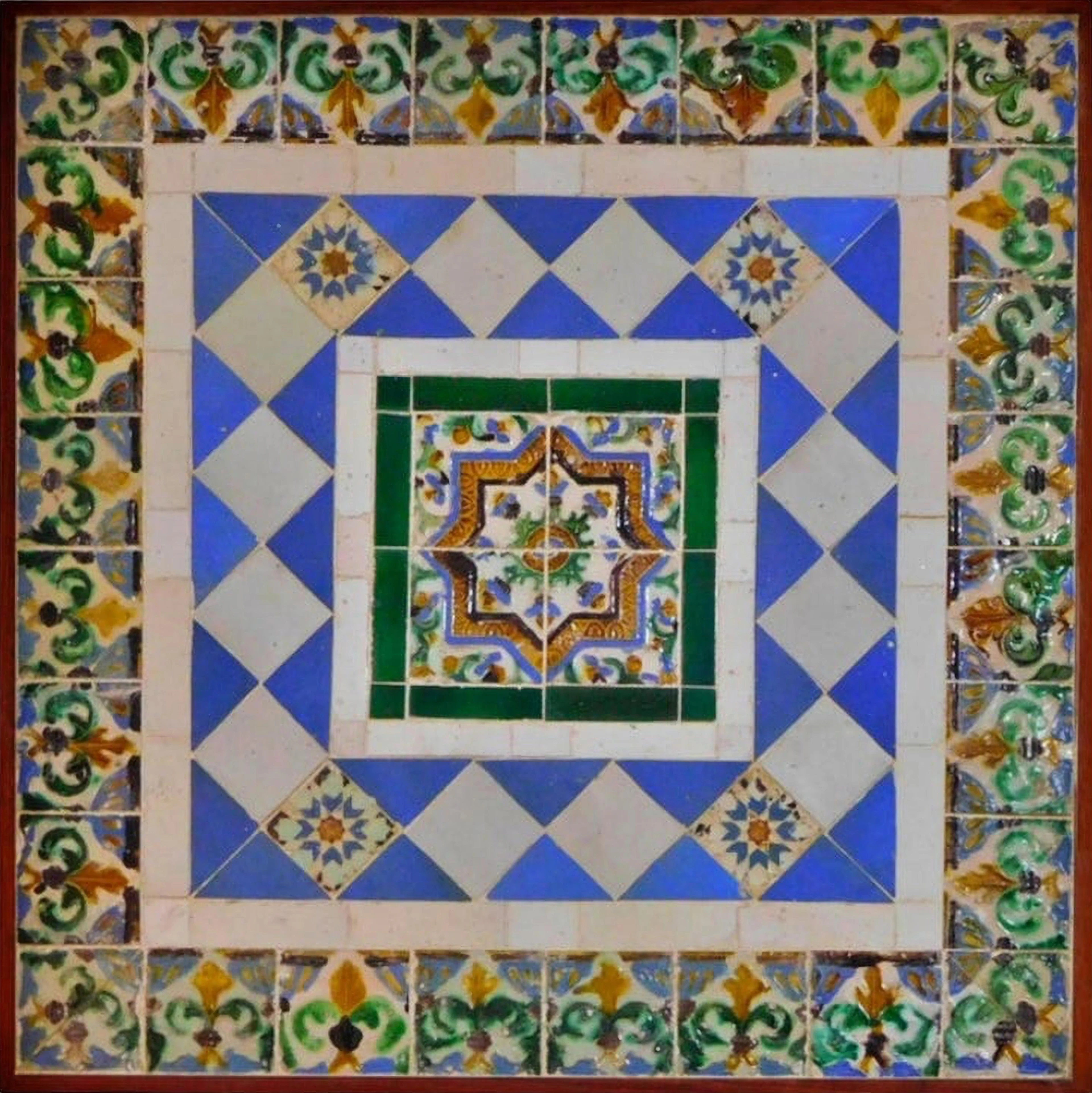 Composition with Portuguese tiles in blue with a vase motif, Portugal