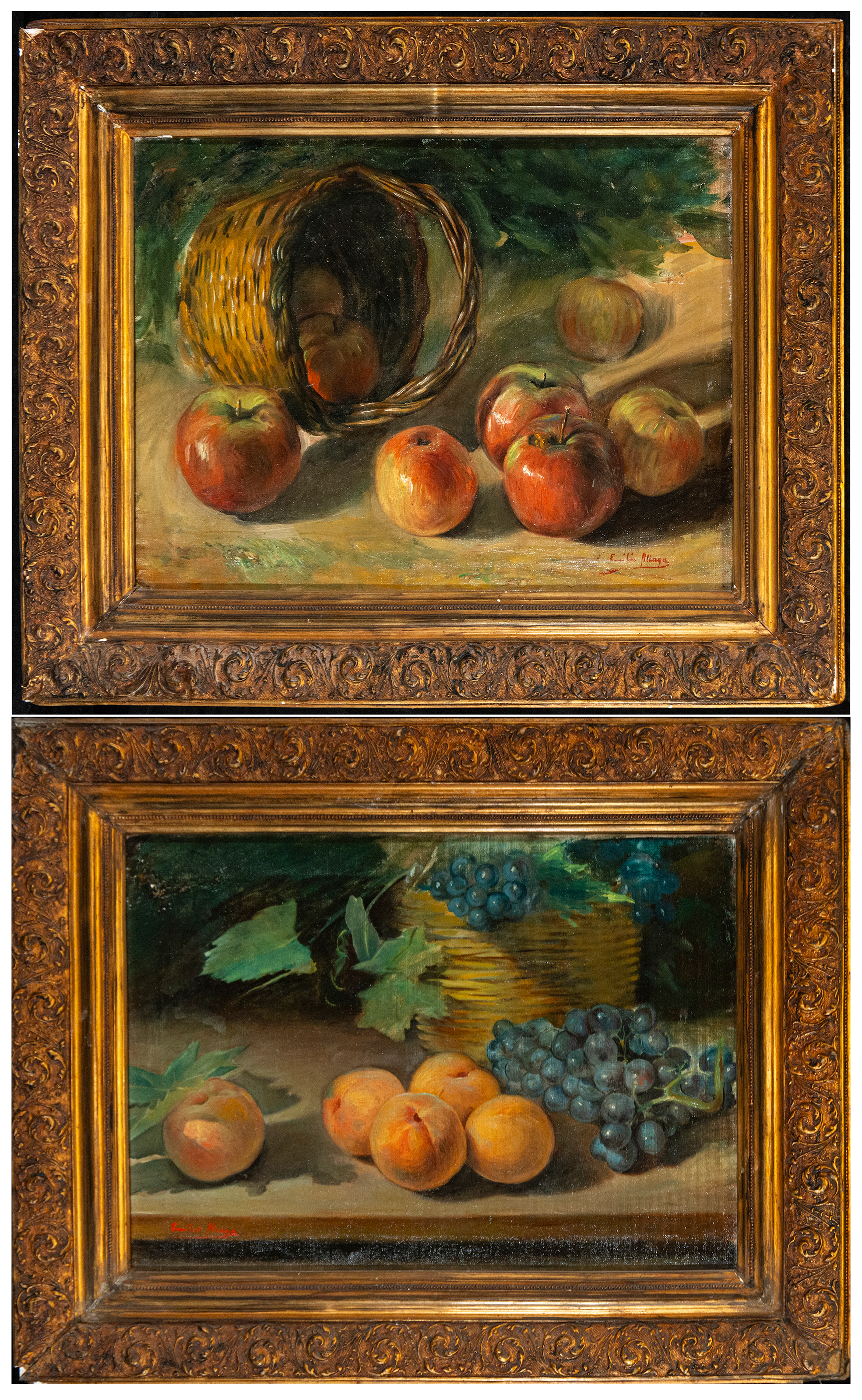 Pair of still lifes with fruit – Emilio Aliaga, Spanish School – 19th century