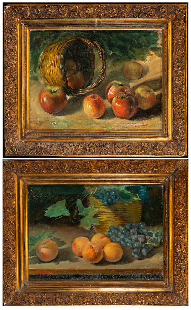 Pair of still lifes with fruit – Emilio Aliaga, Spanish School – 19th century