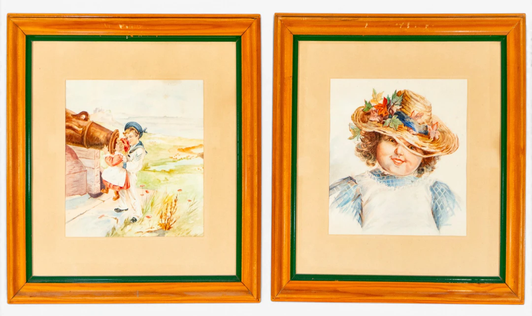Pair of signed children's portraits – European School – 19th century