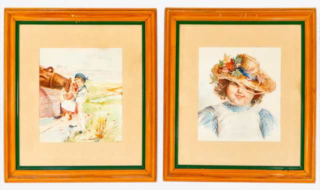 Pair of signed children's portraits – European School – 19th century