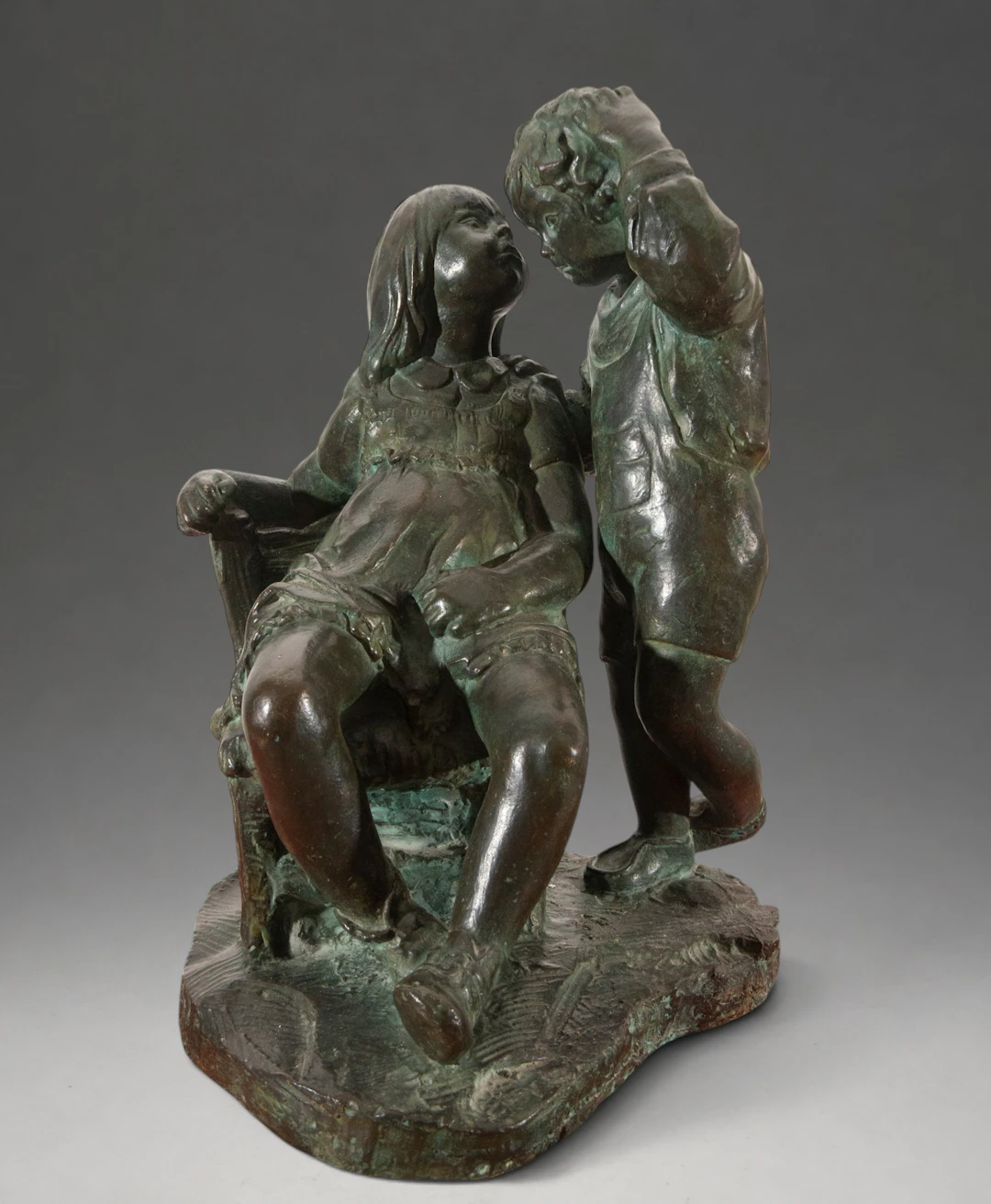 Young couple in an affectionate pose – French School – late 19th century