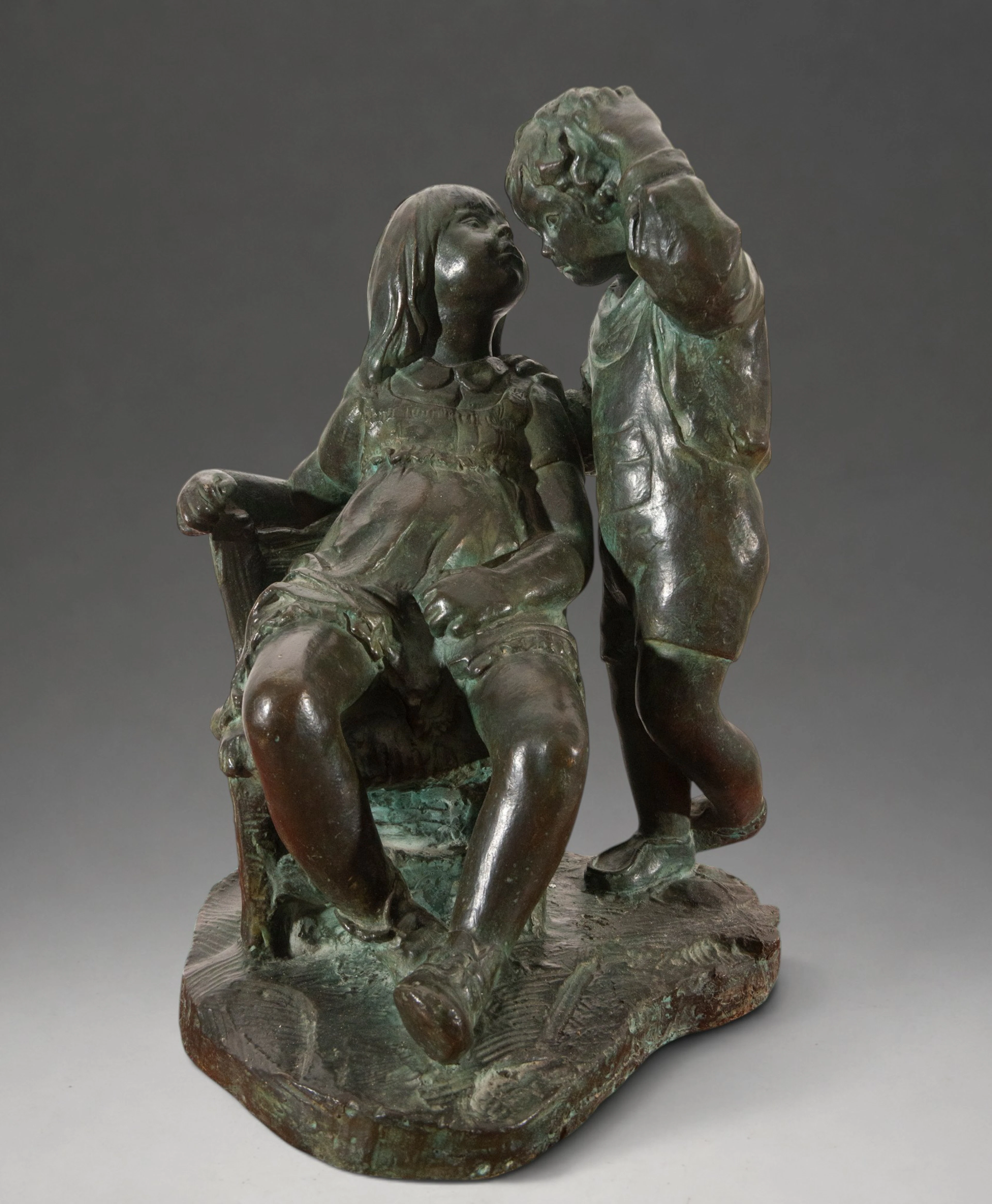 Young couple in an affectionate pose – French School – late 19th century