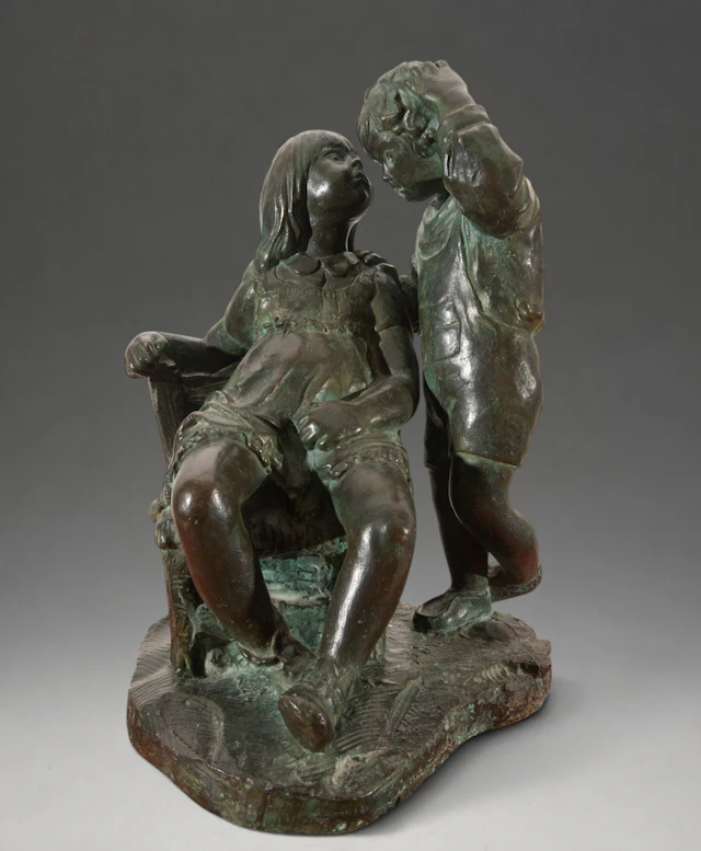 Young couple in an affectionate pose – French School – late 19th century