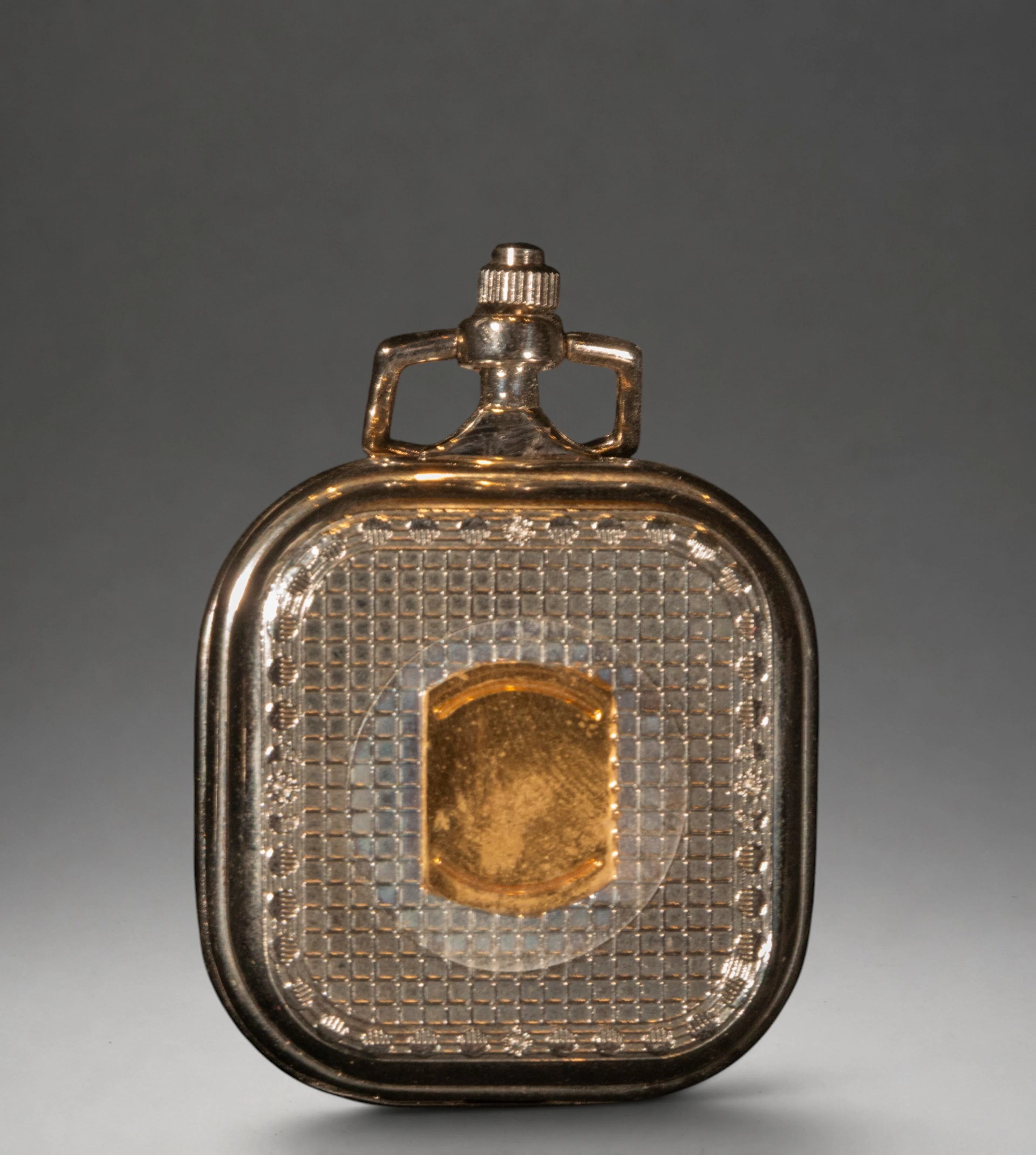 Rectangular case pocket watch with geometric decoration