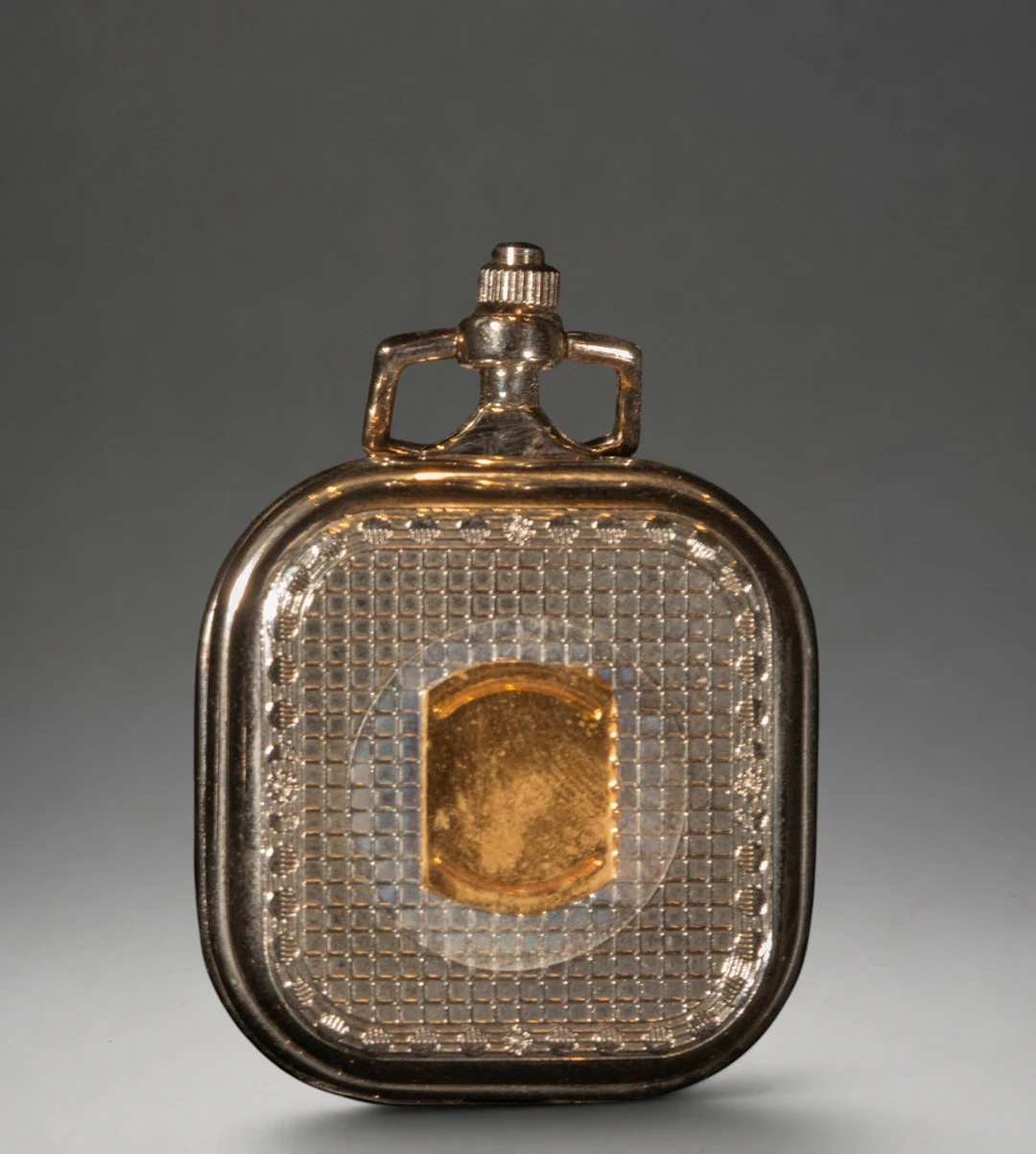 Rectangular case pocket watch with geometric decoration