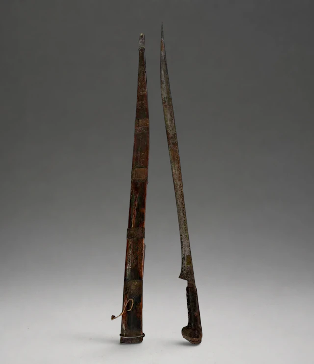 Long straight-bladed steel saber, Turkmen, 19th century