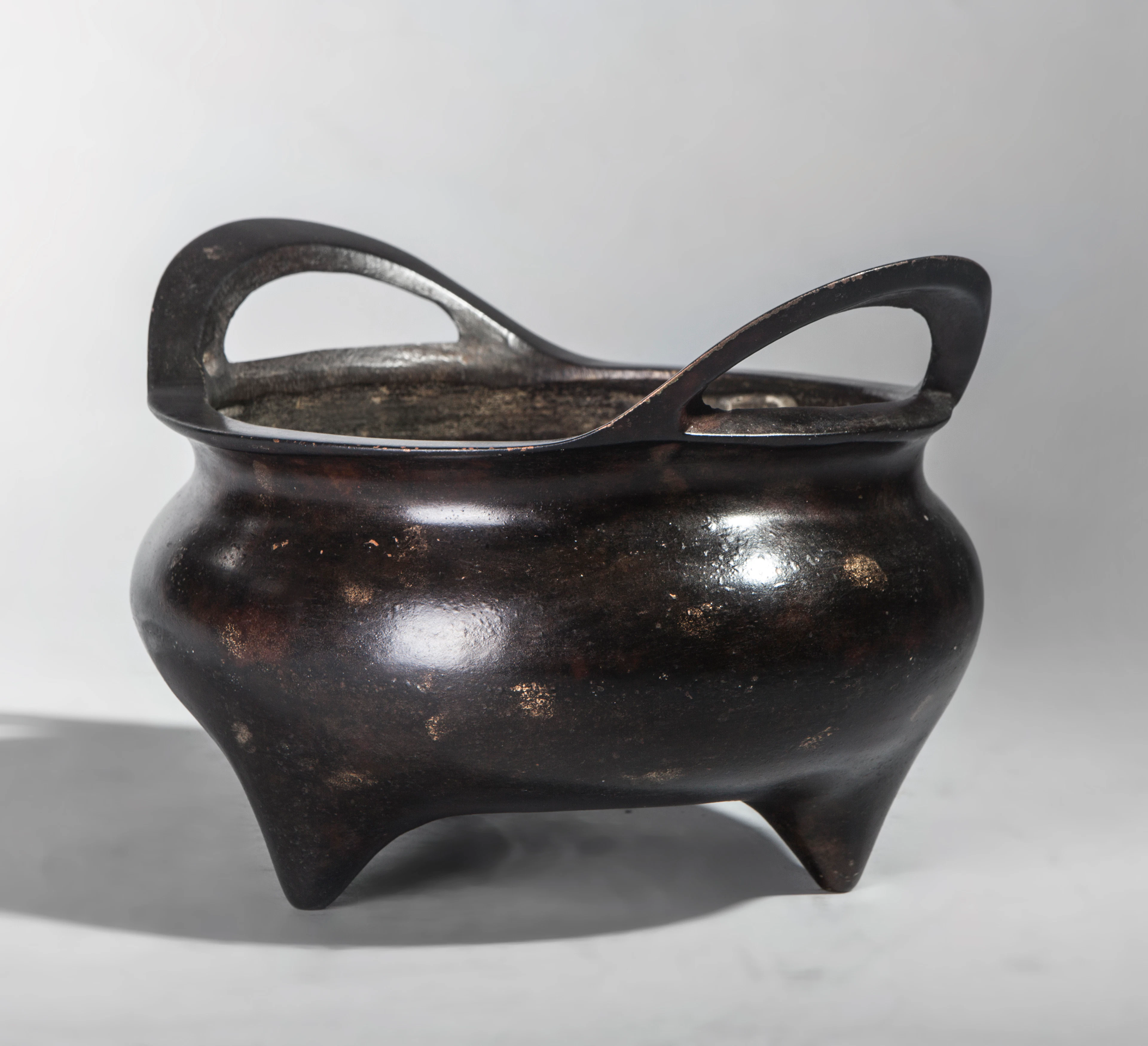 Bronze incense burner, China. On the base, a six-character Ming inscription