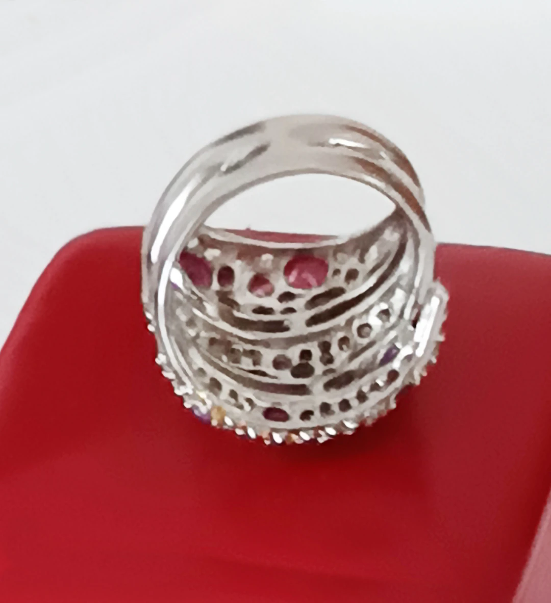 Wide ring in 925 sterling silver with tourmalines and natural gemstones