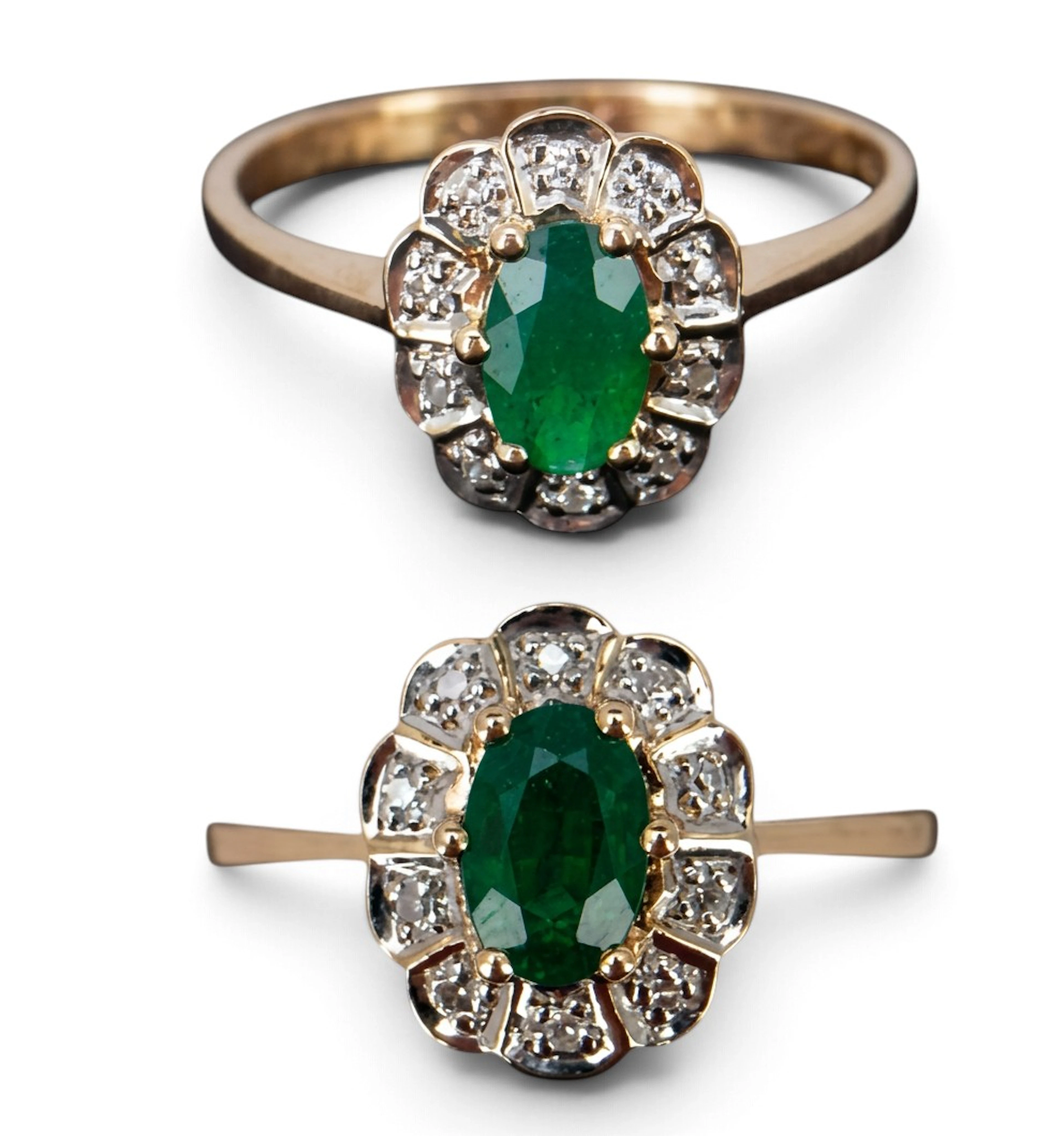 14-karat gold ring with green quartz and diamonds, Finland, 1995