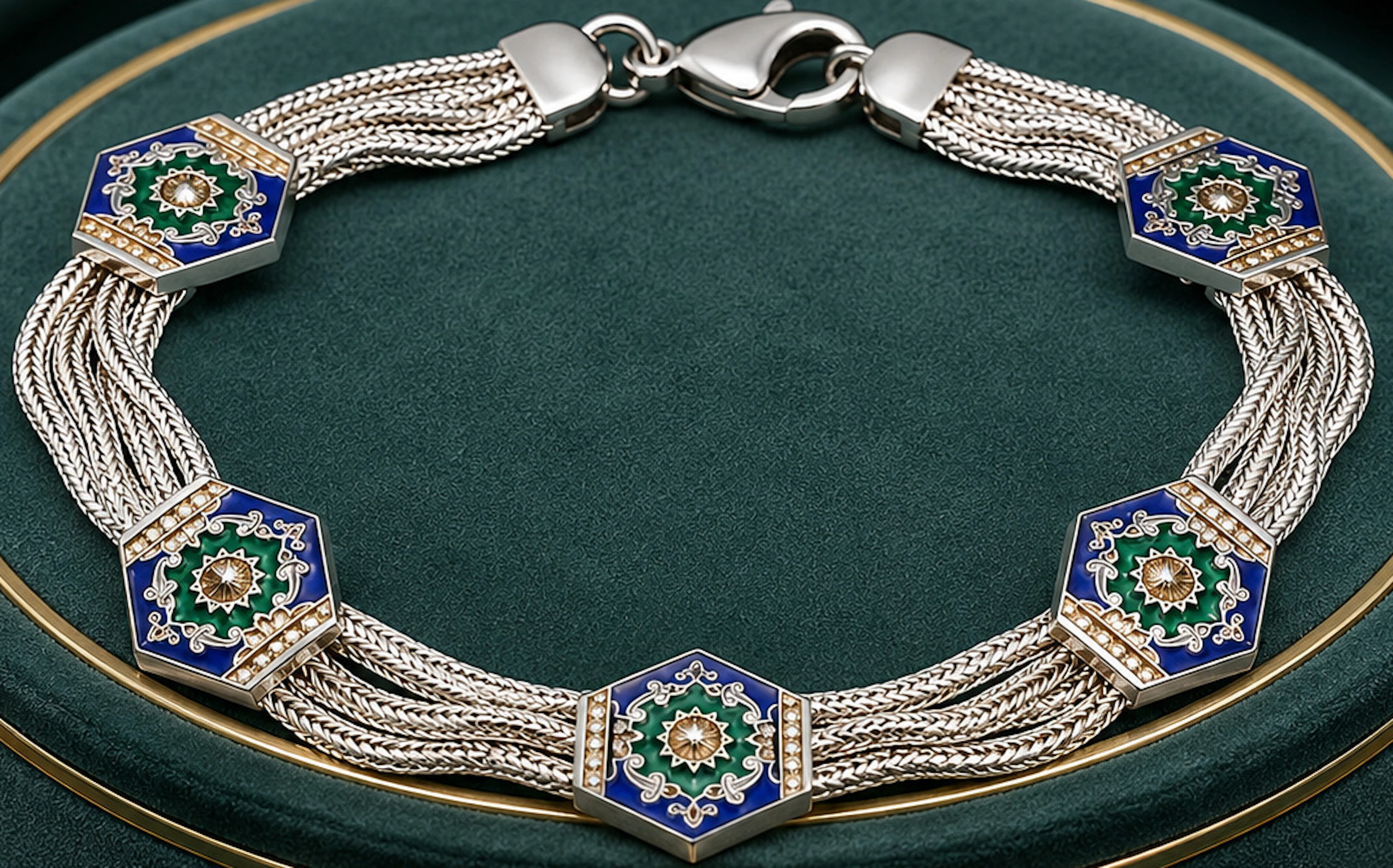 Vintage Russian unisex bracelet in 925 sterling silver. Chains joined