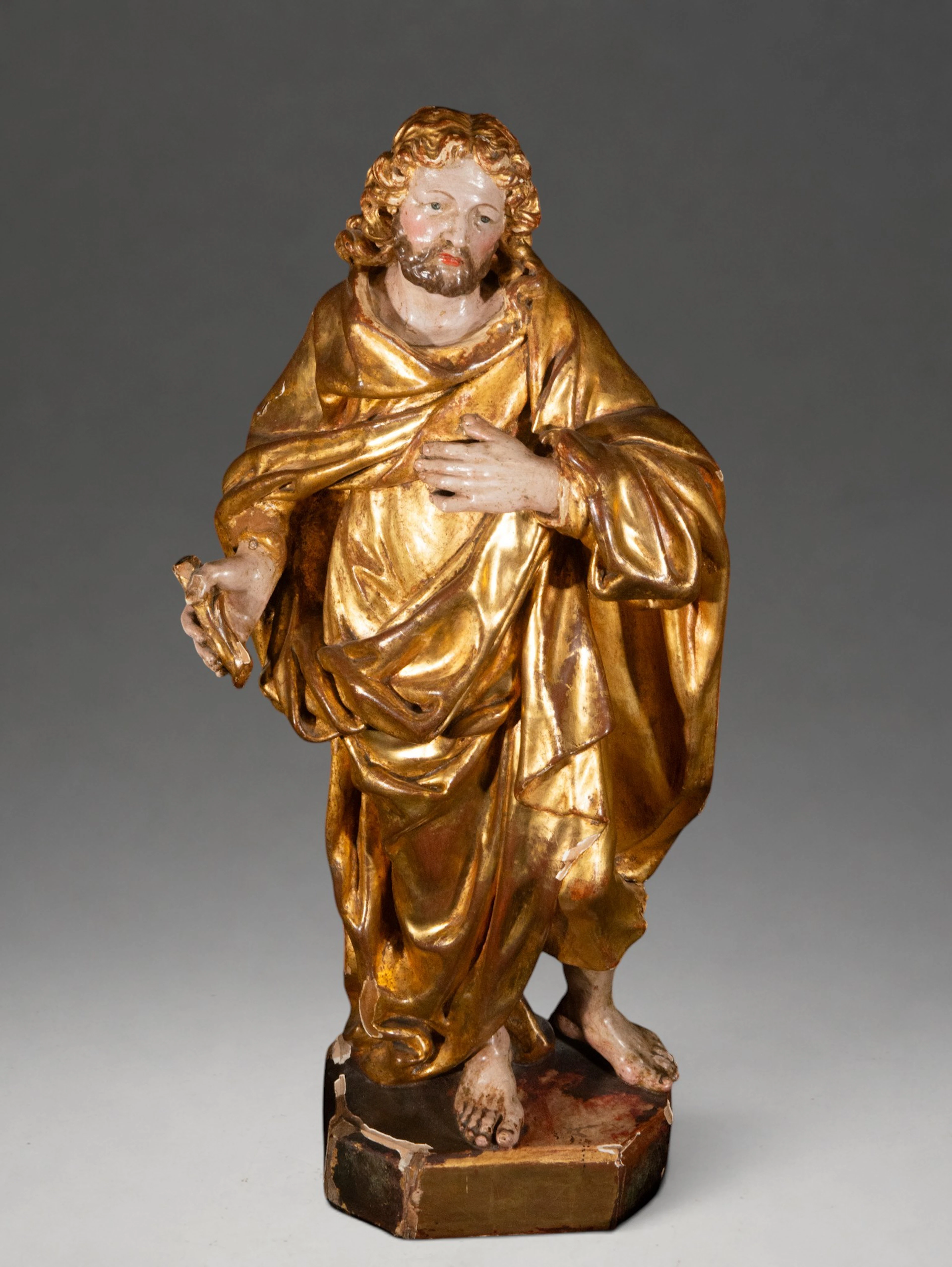 Sculpture of a saint in gilded and polychrome wood – Spanish School