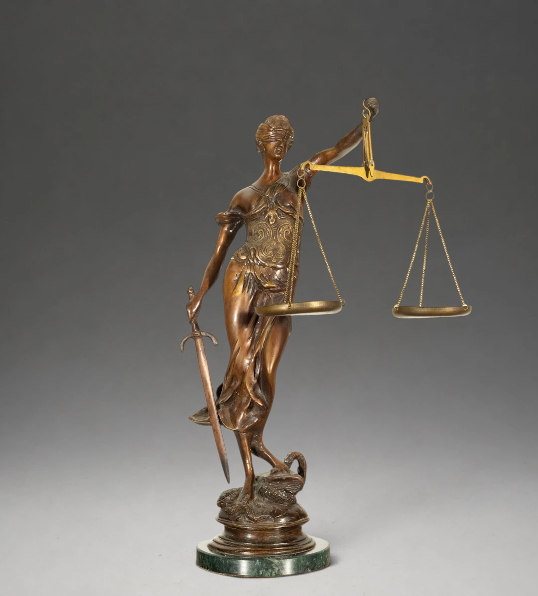 BLIND JUSTICE, BRONZE SCULPTURE