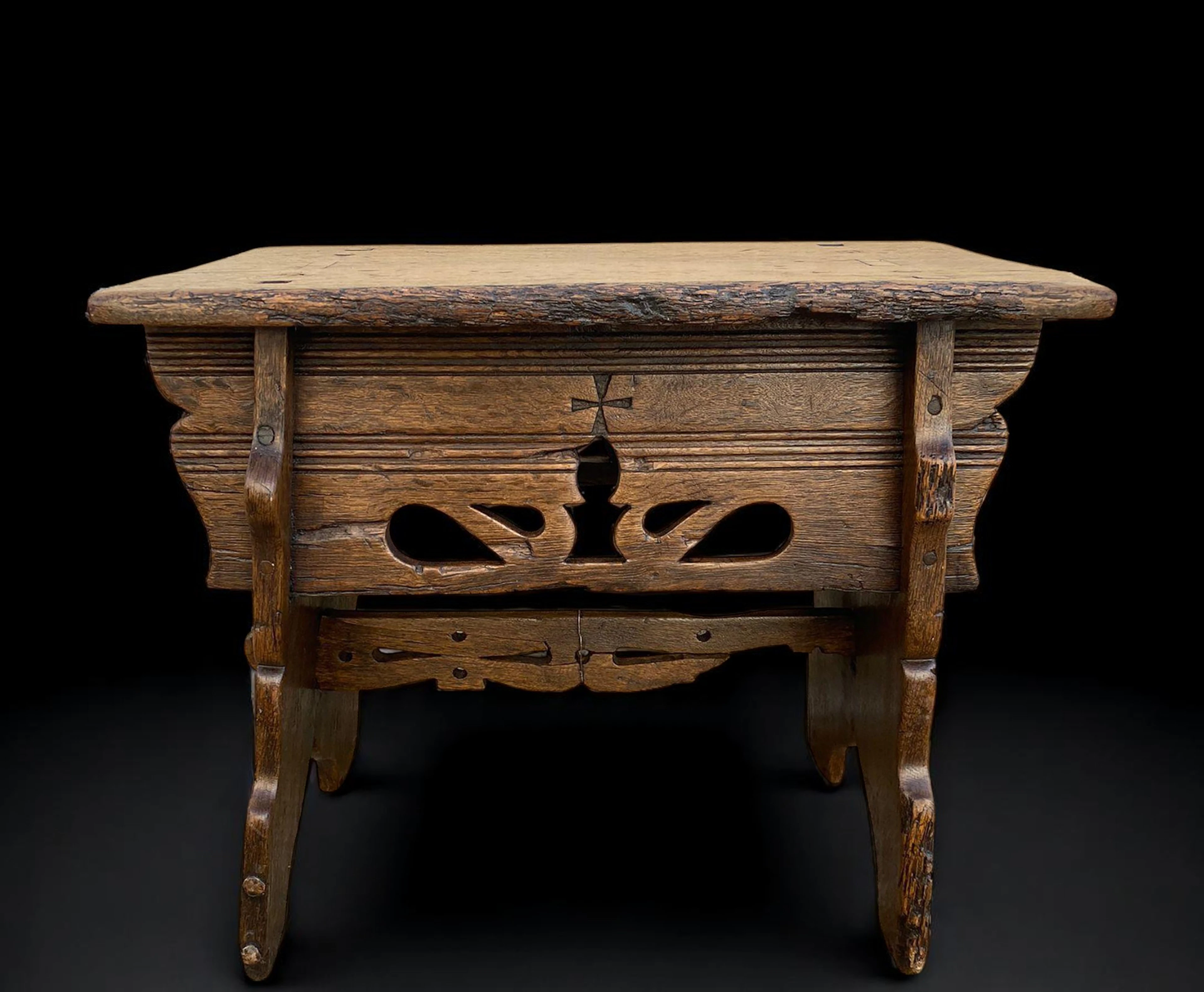 Rare Tudor Bench from Monastery 16th English Queen Mary Period
