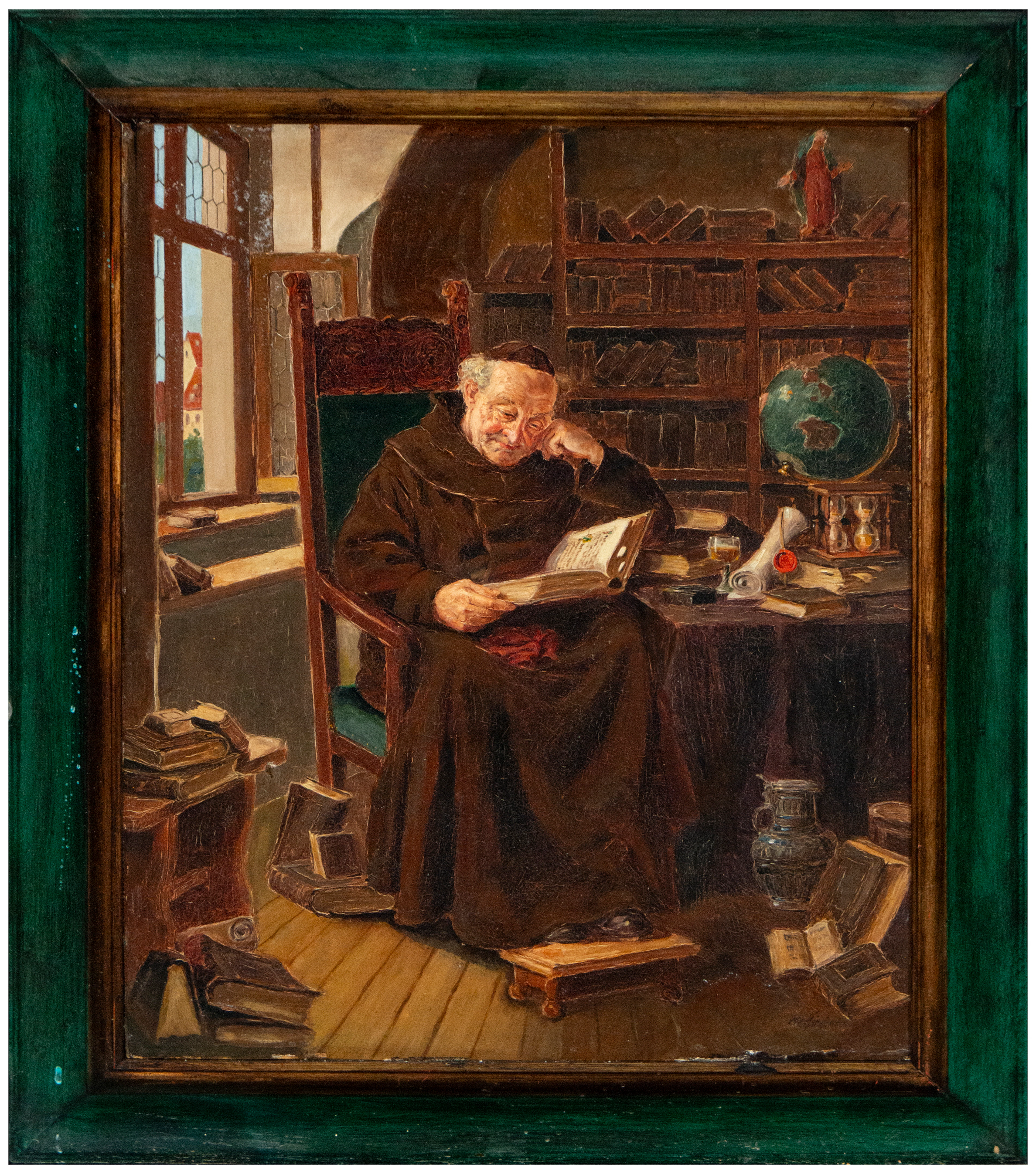 Cleric reading in his office – Spanish school – 19th century