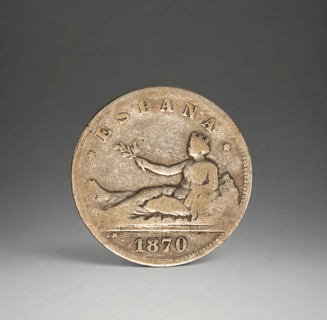 SILVER - COINS - 2 PESETAS SILVER REPUBLIC 1869