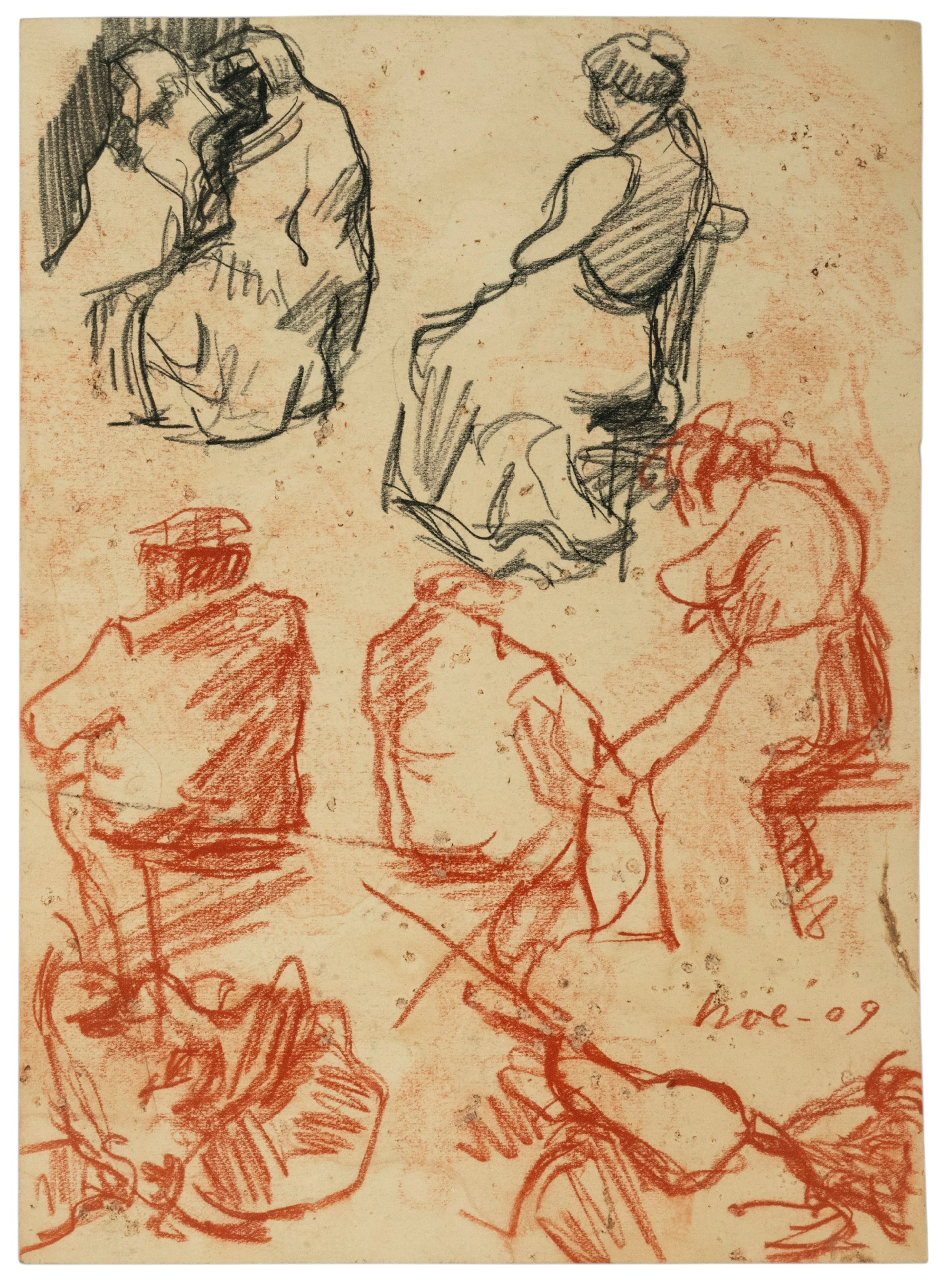 Isidre Nonell Monturiol (1872-1911) STUDY IN WAX AND CHARCOAL ON PAPER