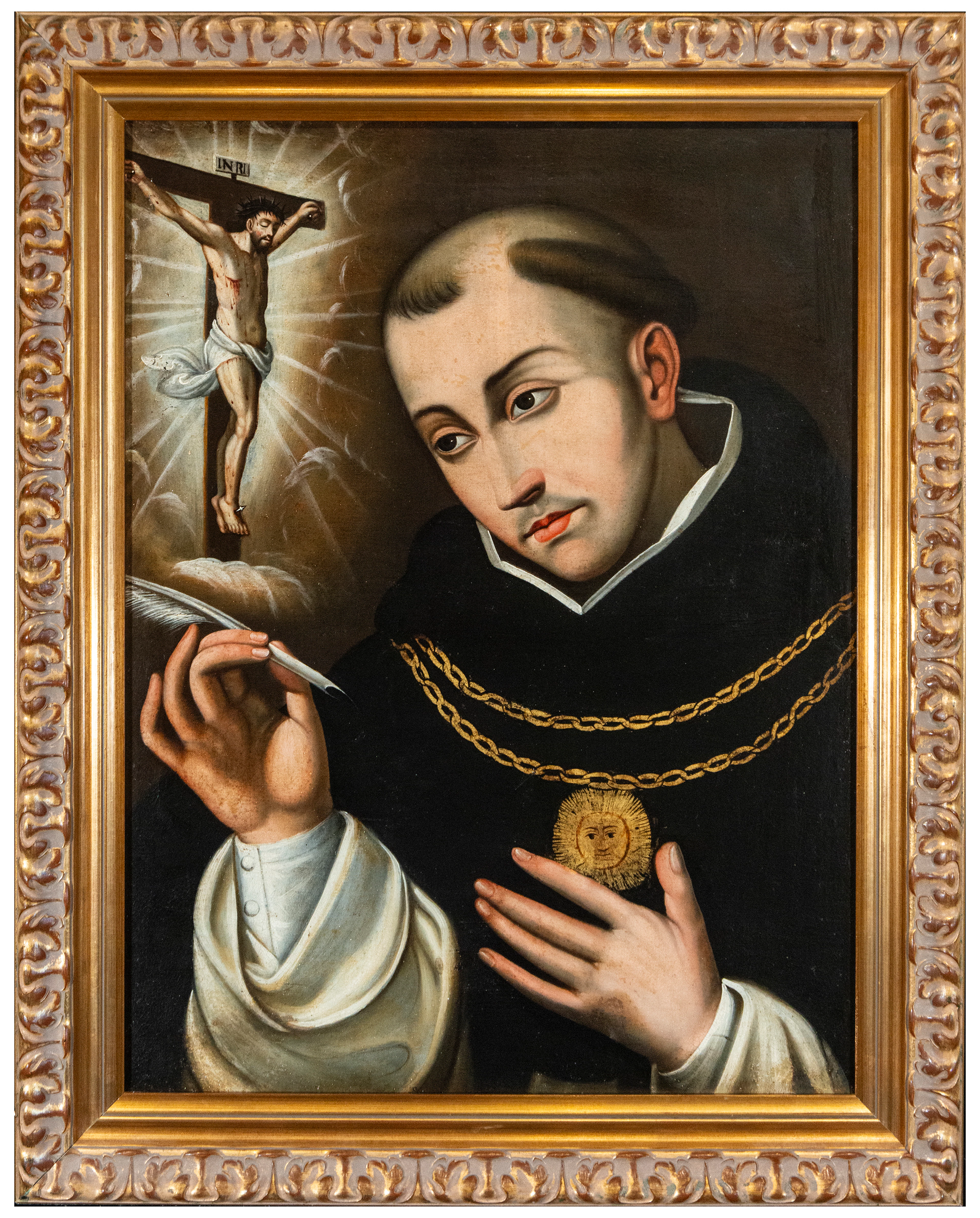Saint Thomas Aquinas before the crucifix – Colonial School of Lima