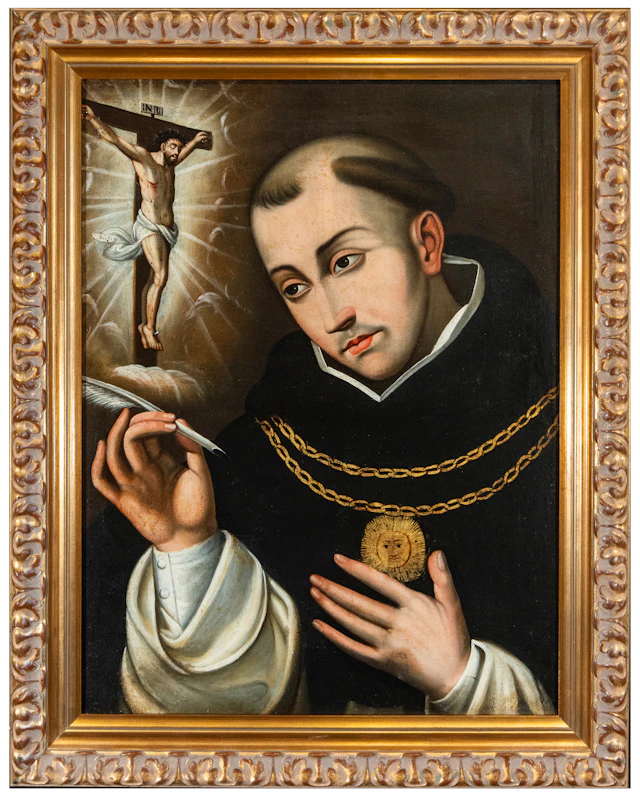 Saint Thomas Aquinas before the crucifix – Colonial School of Lima