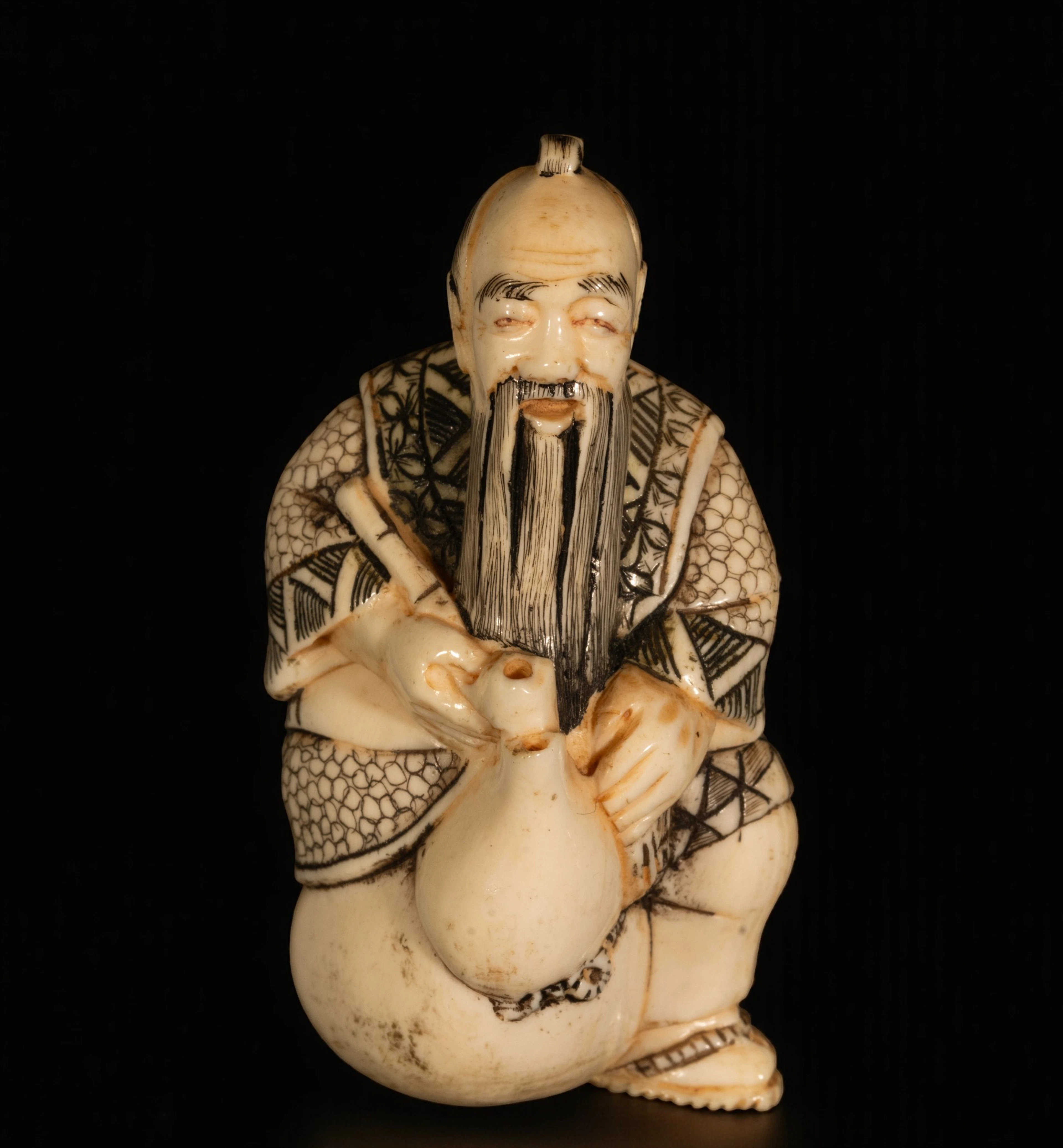 Japanese Netsuke of an Old Man on a Mammoth, 19th - early 20th century, Japan