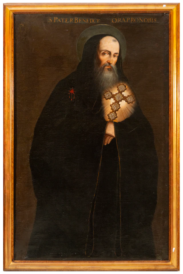 Large Saint Benedict of Nursia – 18th Century Colonial School
