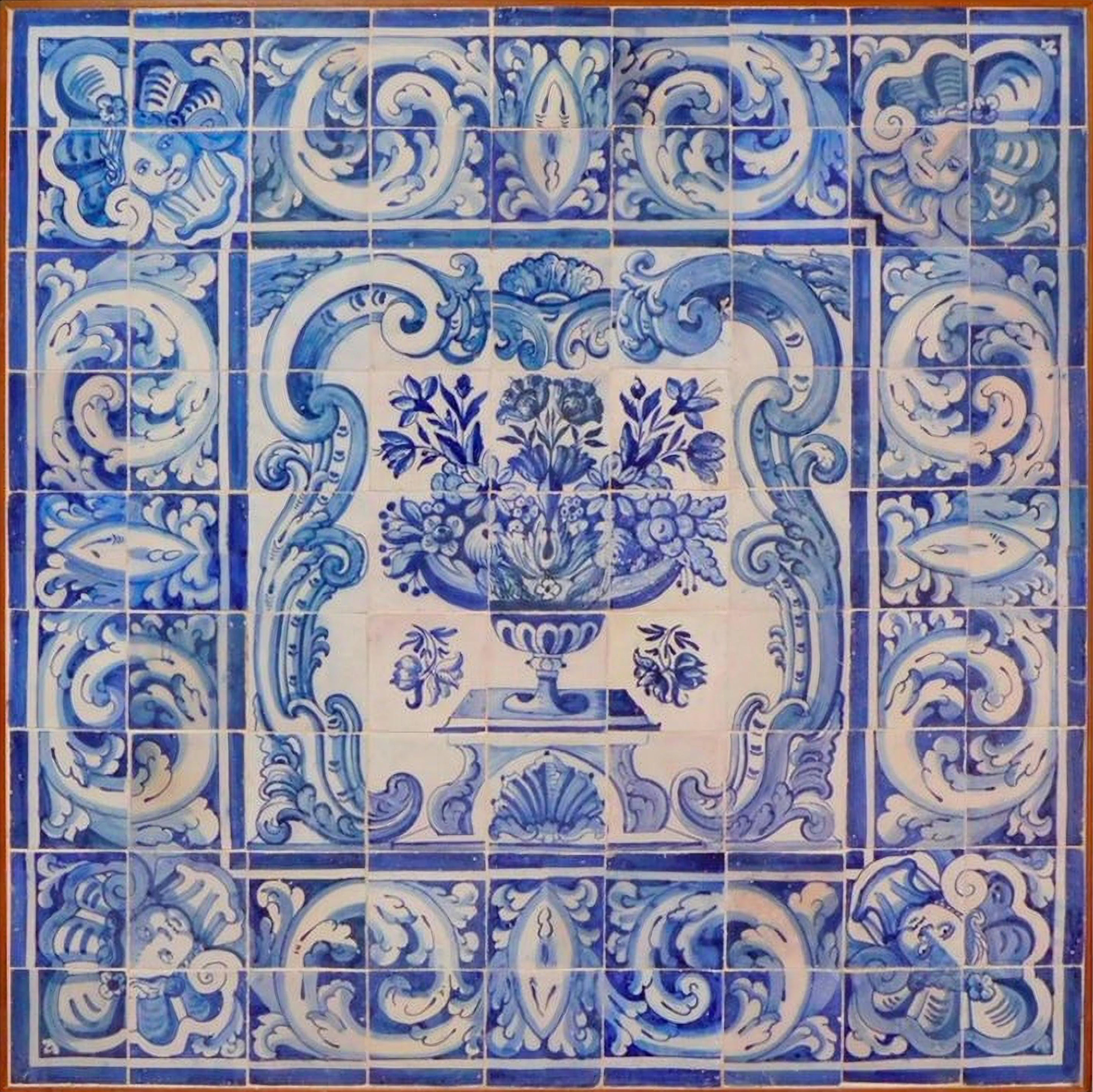 Portuguese tile panel with geometric decoration from the 17th century