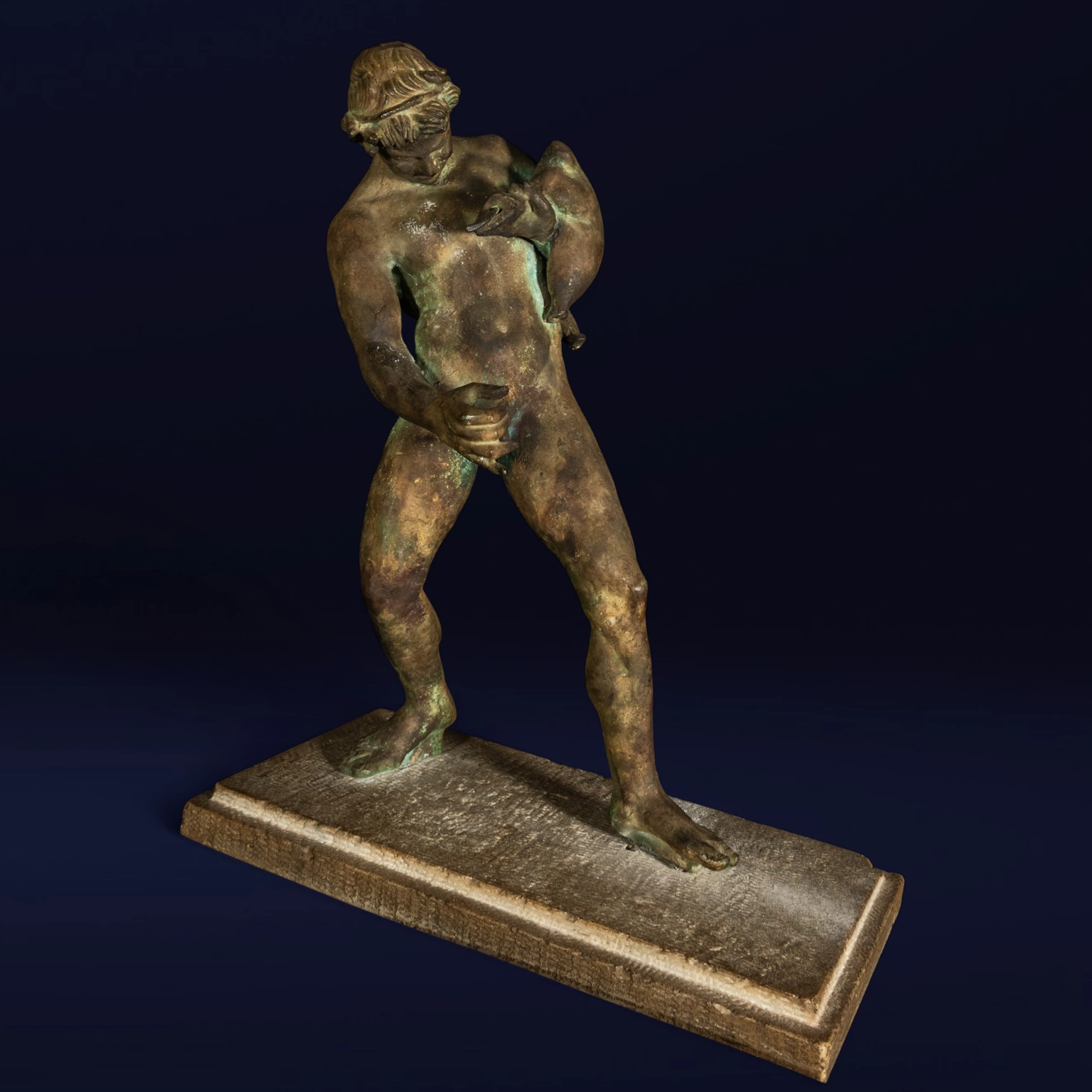 Bacchus in Bronze, Italian Grand Tour, Naples, 19th century, w/marble base