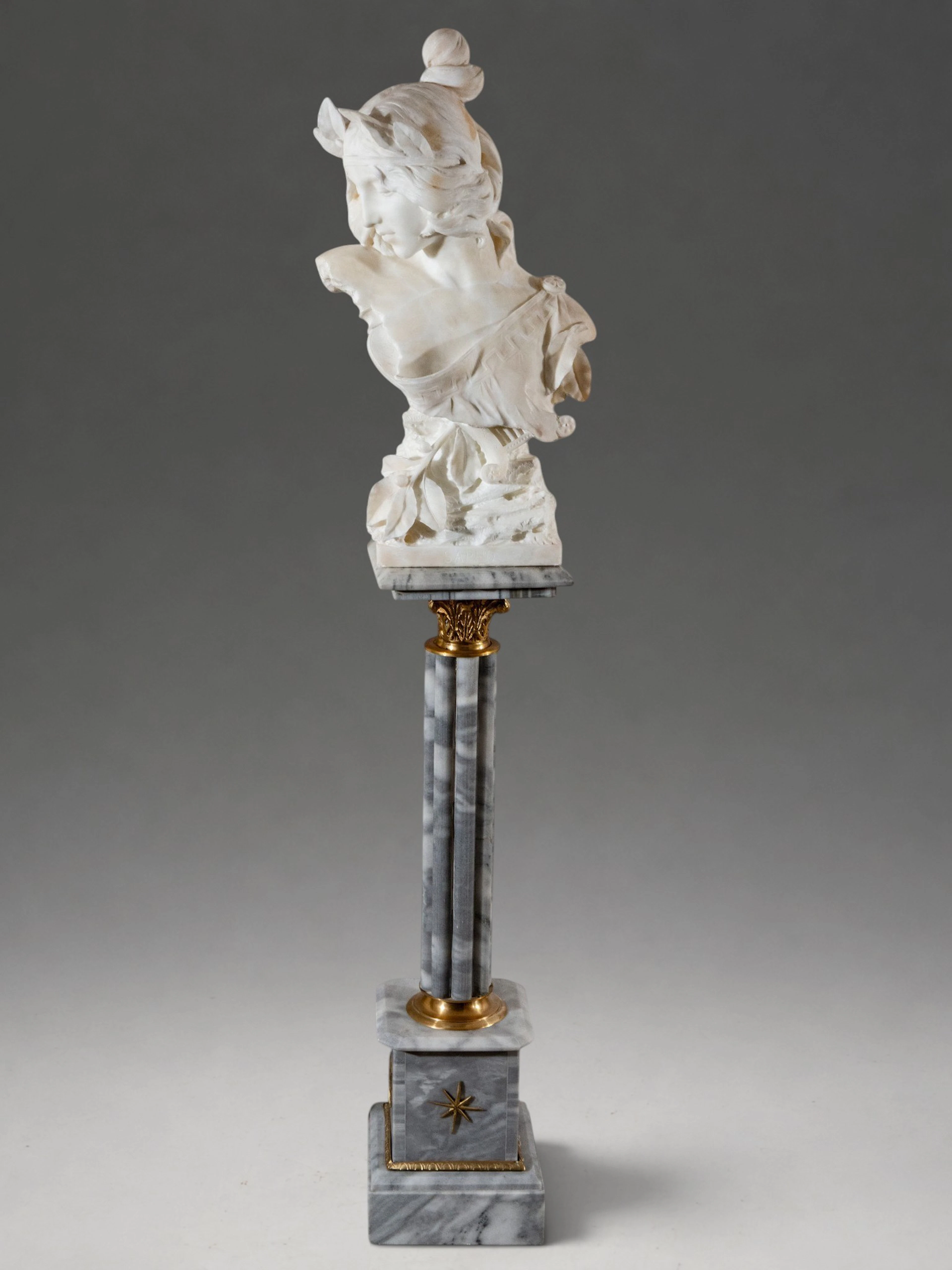 Bust of Sappho, signed “Galleux”, France, 19th century.
