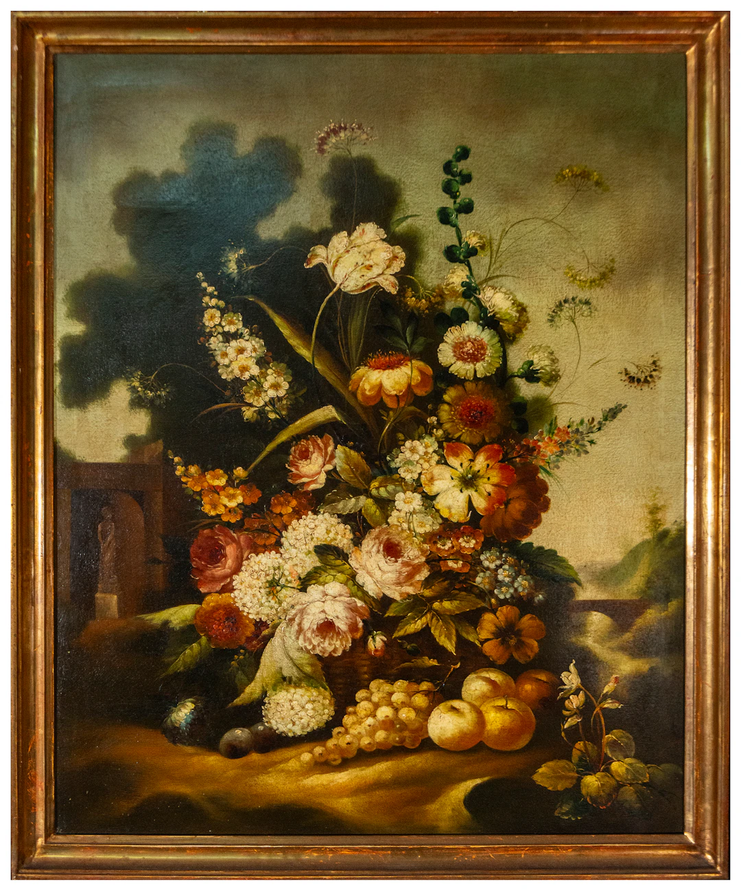 Still life with flowers and fruit – Italian School – 19th century