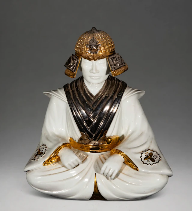 Porcelain clock with samurai figure – Italian School – 20th century