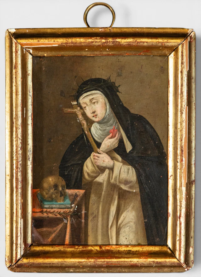 Saint Rita plaque, oil on copper – Italian Baroque School – 17th century