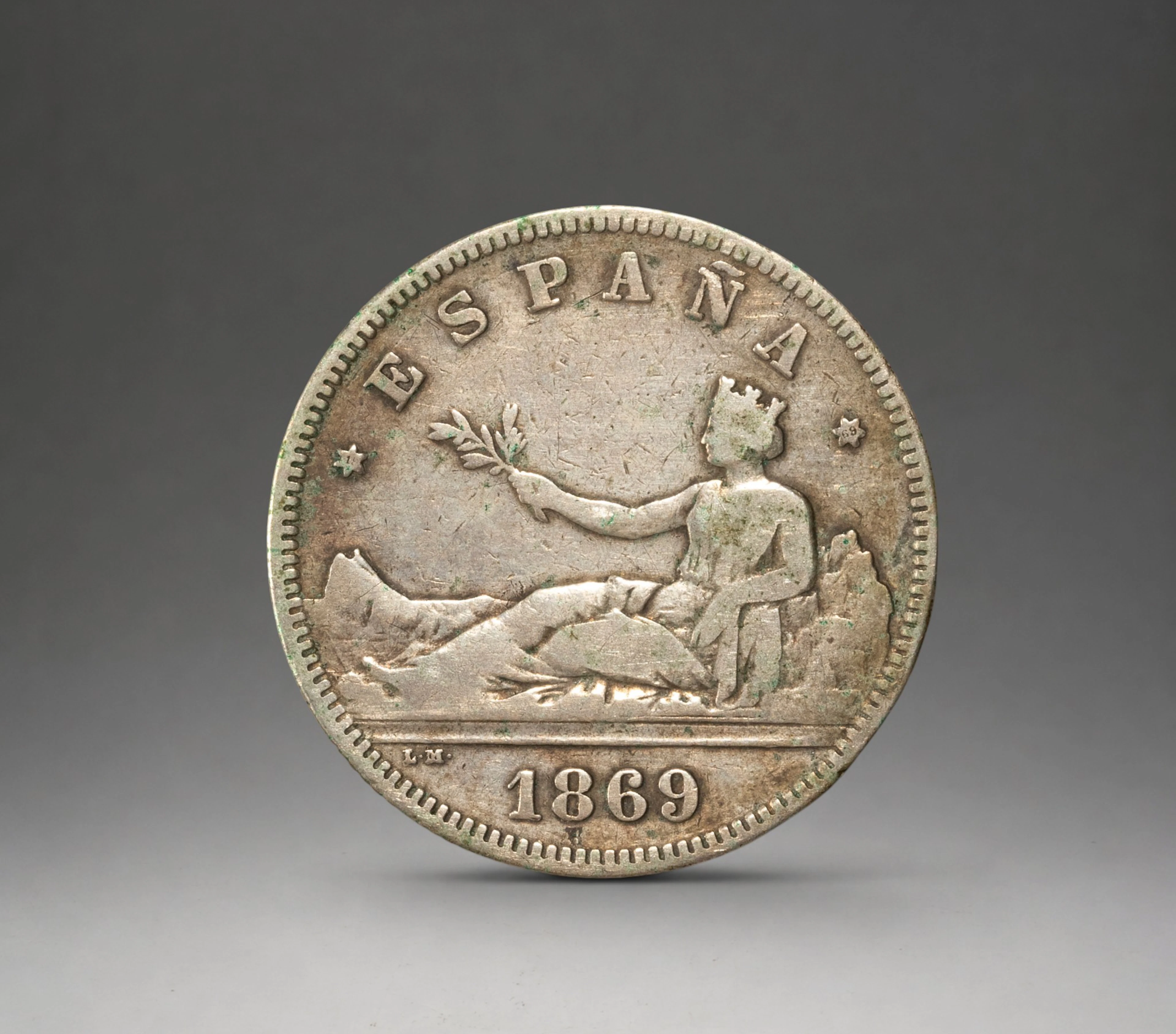 SILVER - COINS - 2 PESETAS SILVER REPUBLIC 1869