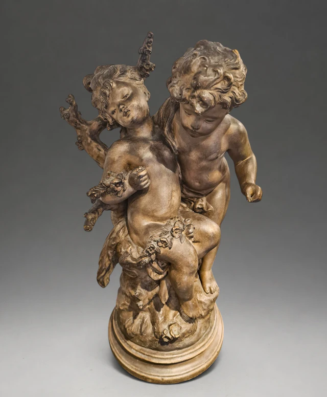 Large Pair of Cupids in Terracotta - Signed by Hippolyte Moreau (1832-1926)