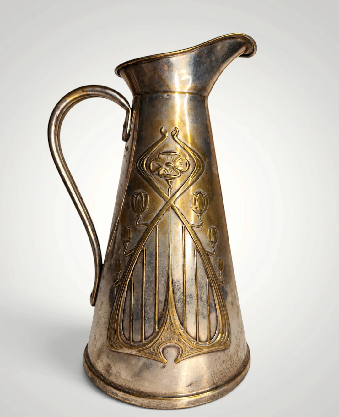 Joseph Sankey & Sons Art Nouveau Brass Jug, England