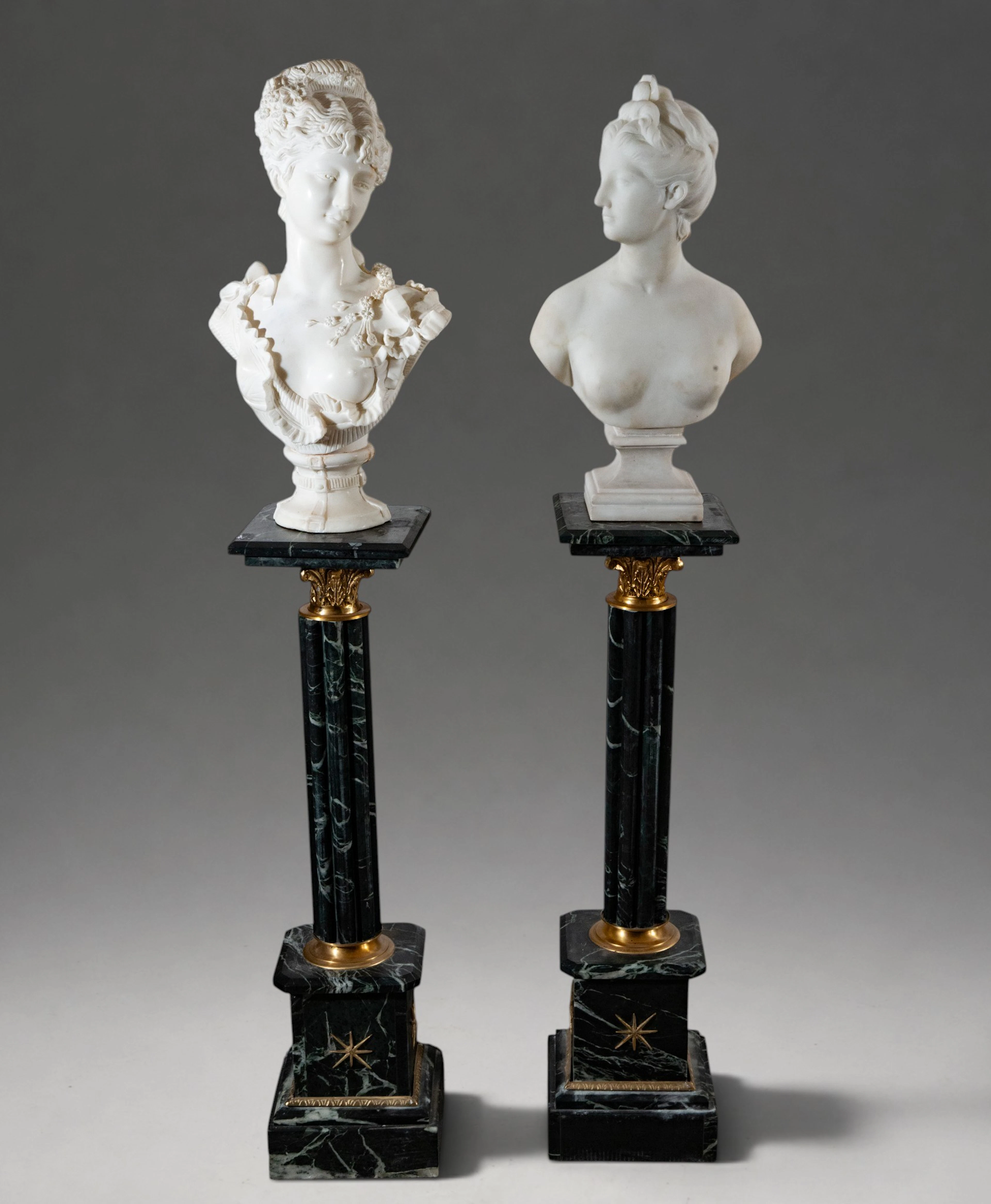 Pair of important marble busts - late 19th century