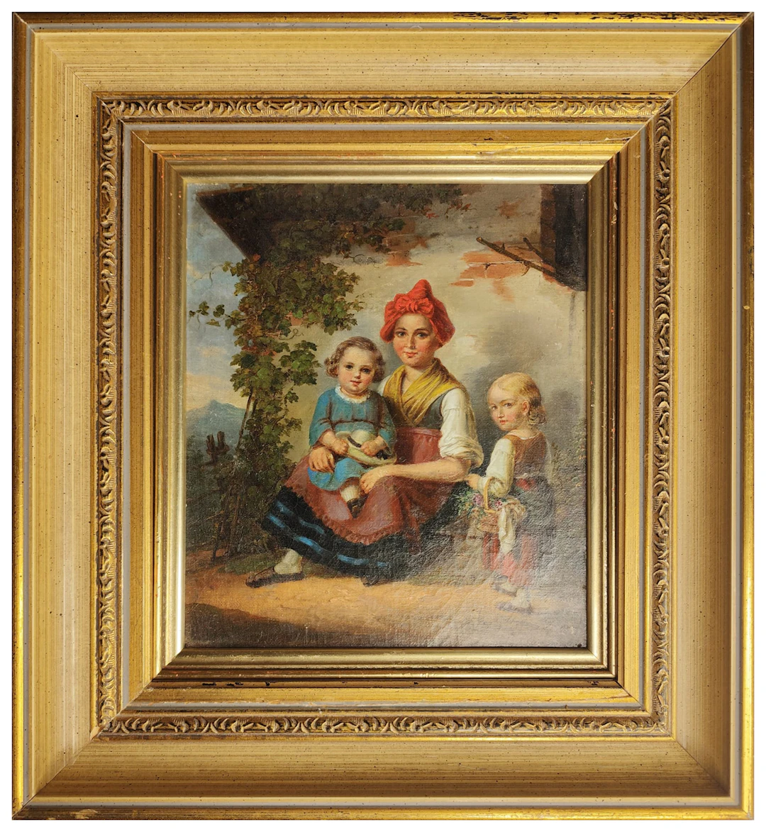 Mother with children; 19th Century, attributed to Ferdinand Georg Waldmüller