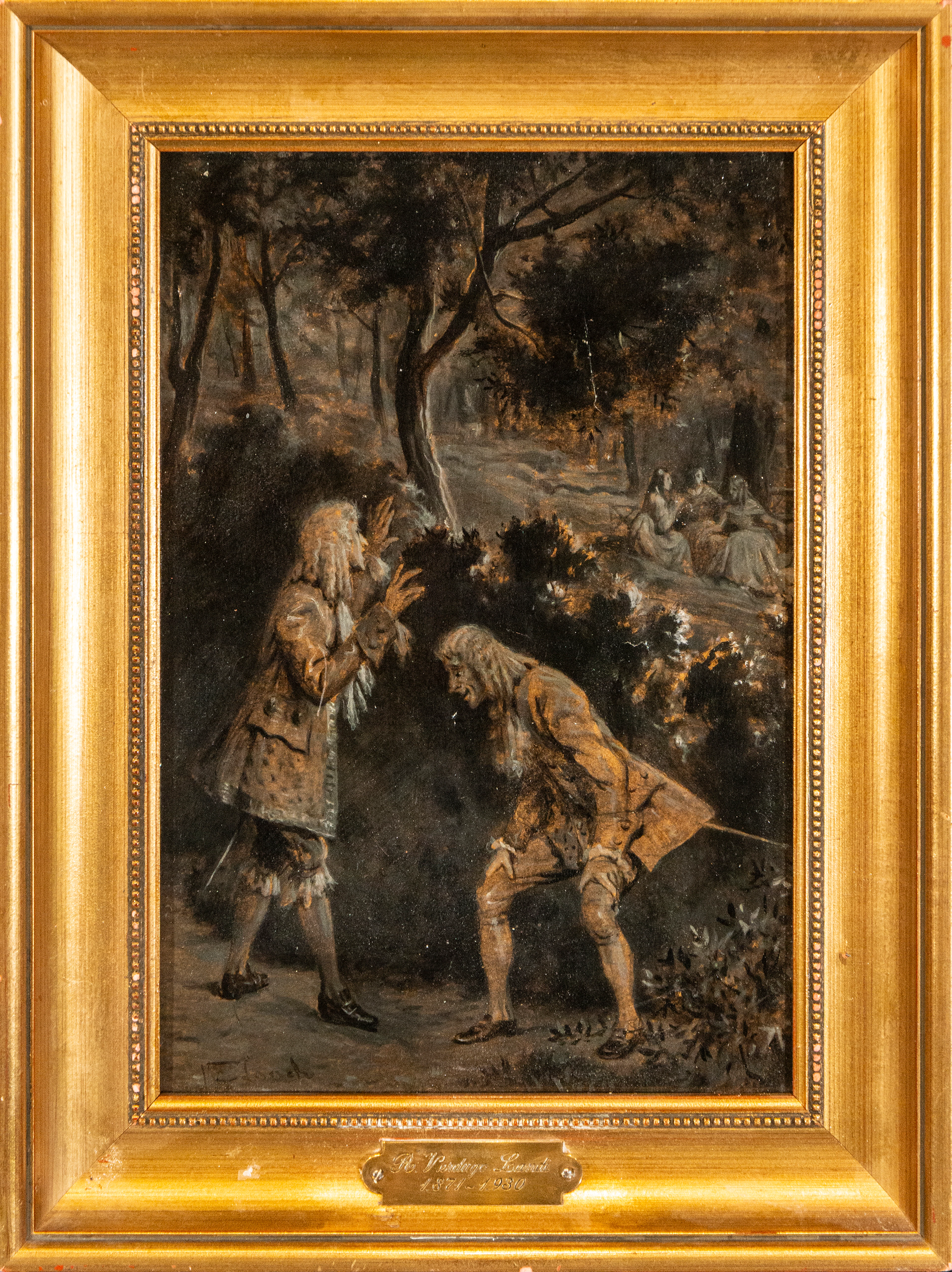Genre scene with characters in a forest – French School – 19th century