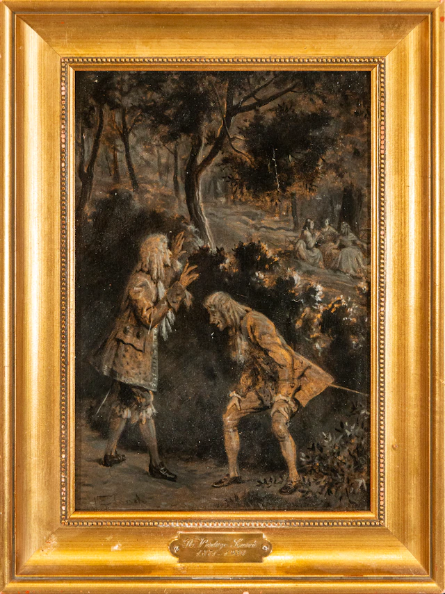 Genre scene with characters in a forest – French School – 19th century