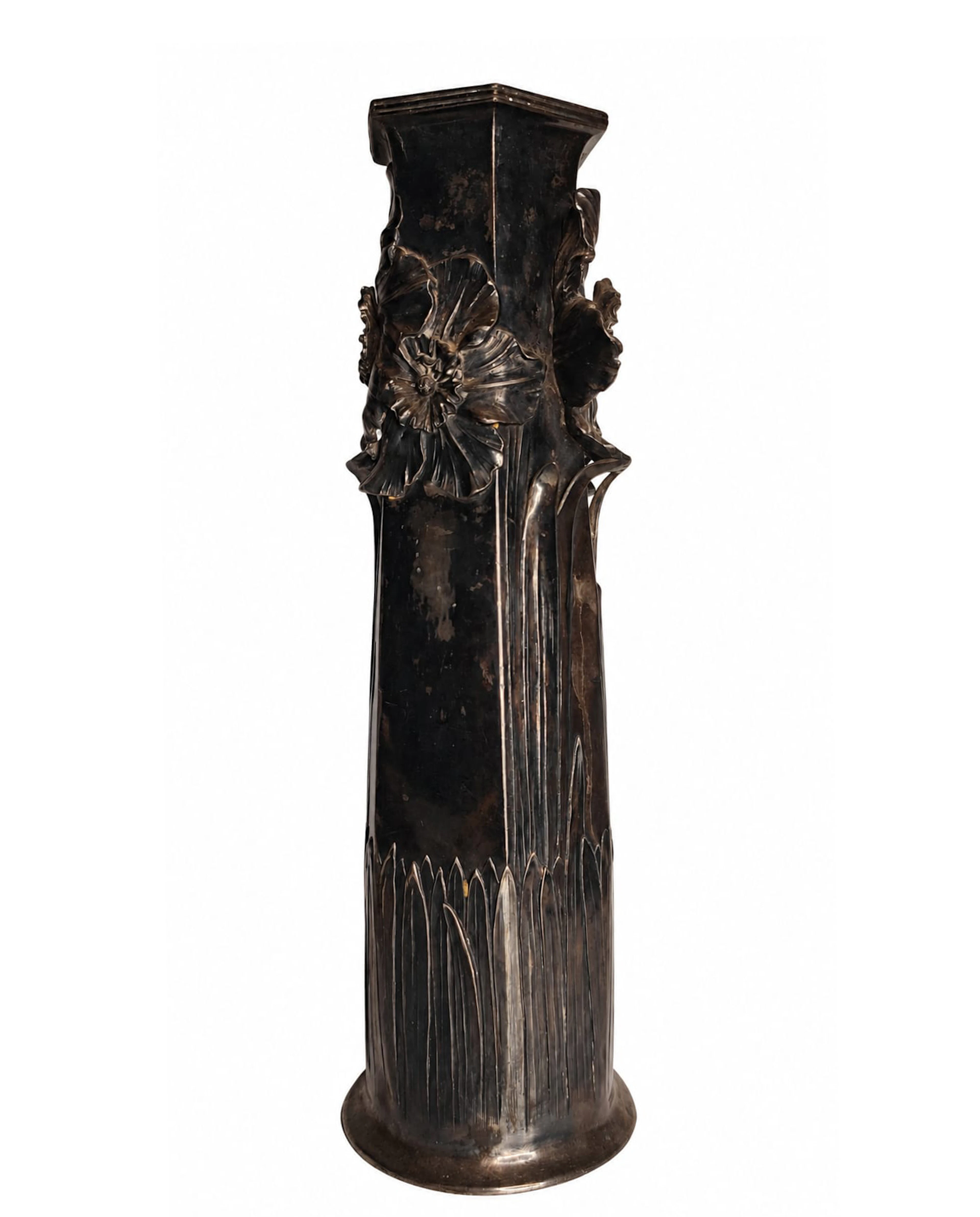 Large Art Nouveau gilt pewter vase, attributed to Friedrich Adlerlate