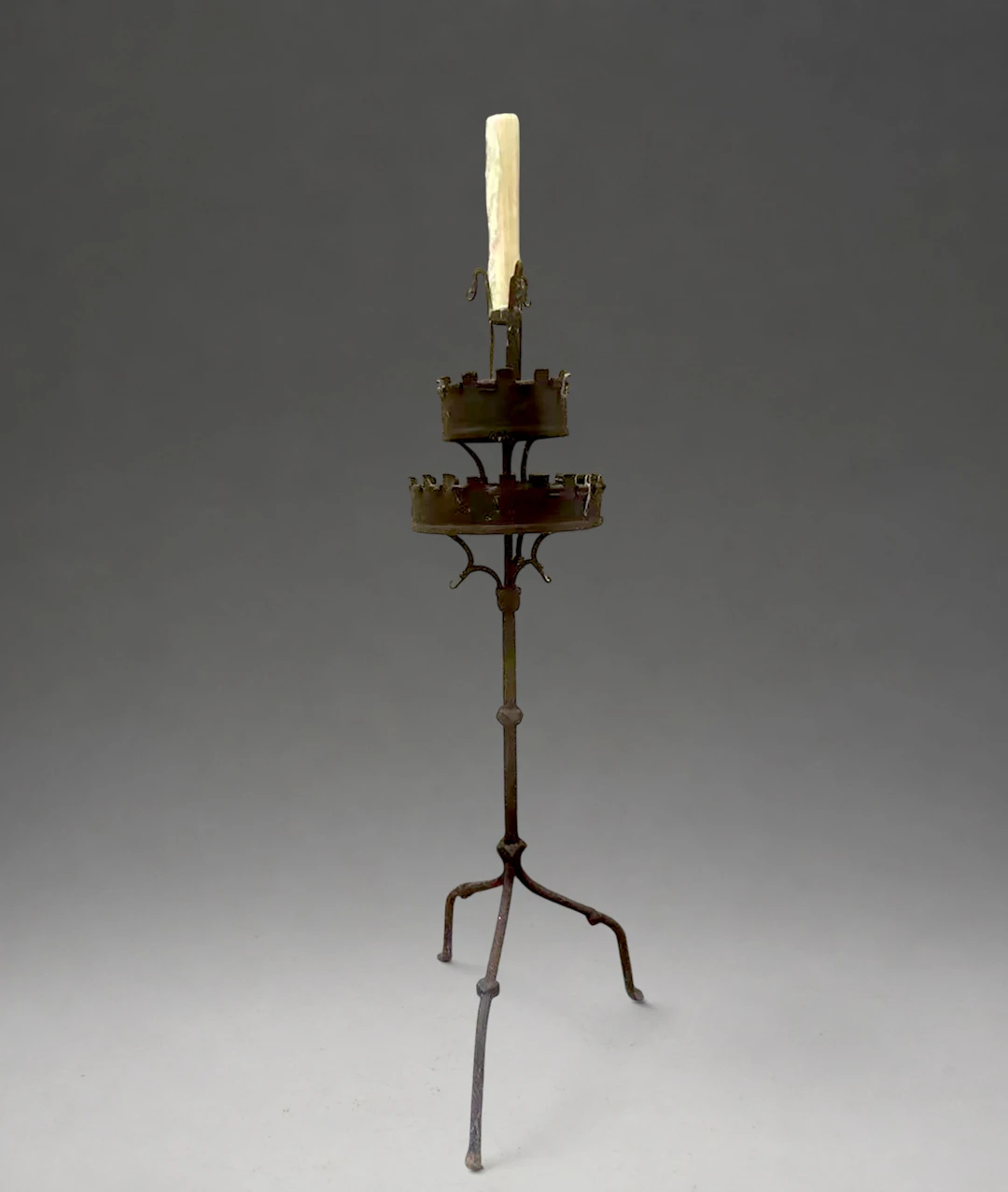 Large wrought iron medieval castle torch, France, late Middle Ages