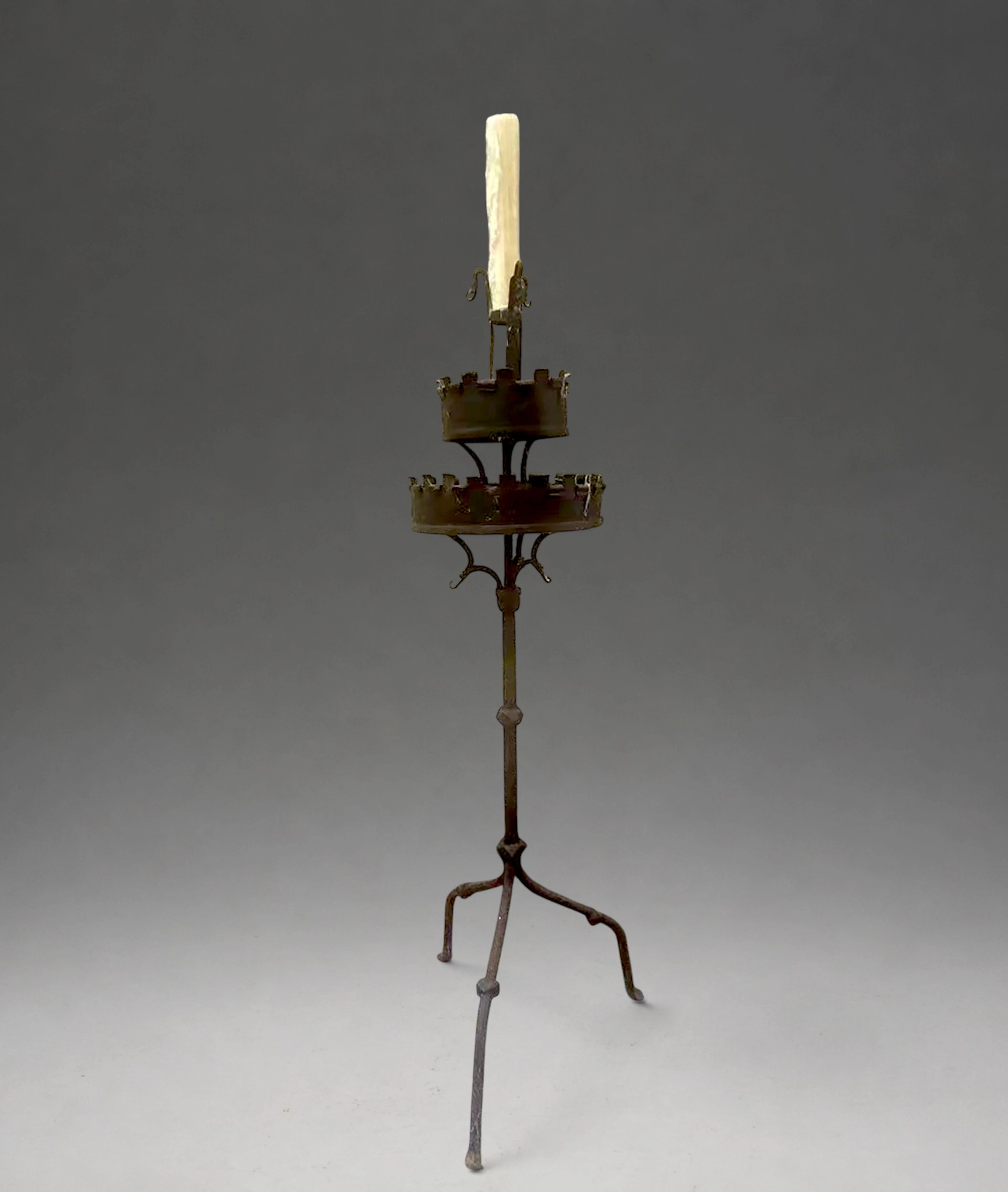 Large wrought iron medieval castle torch, France, late Middle Ages