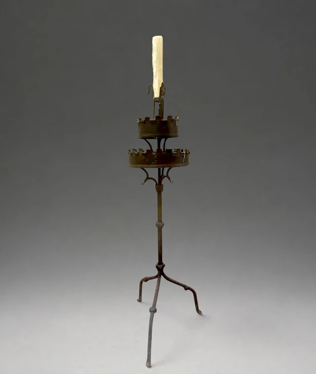 Large wrought iron medieval castle torch, France, late Middle Ages