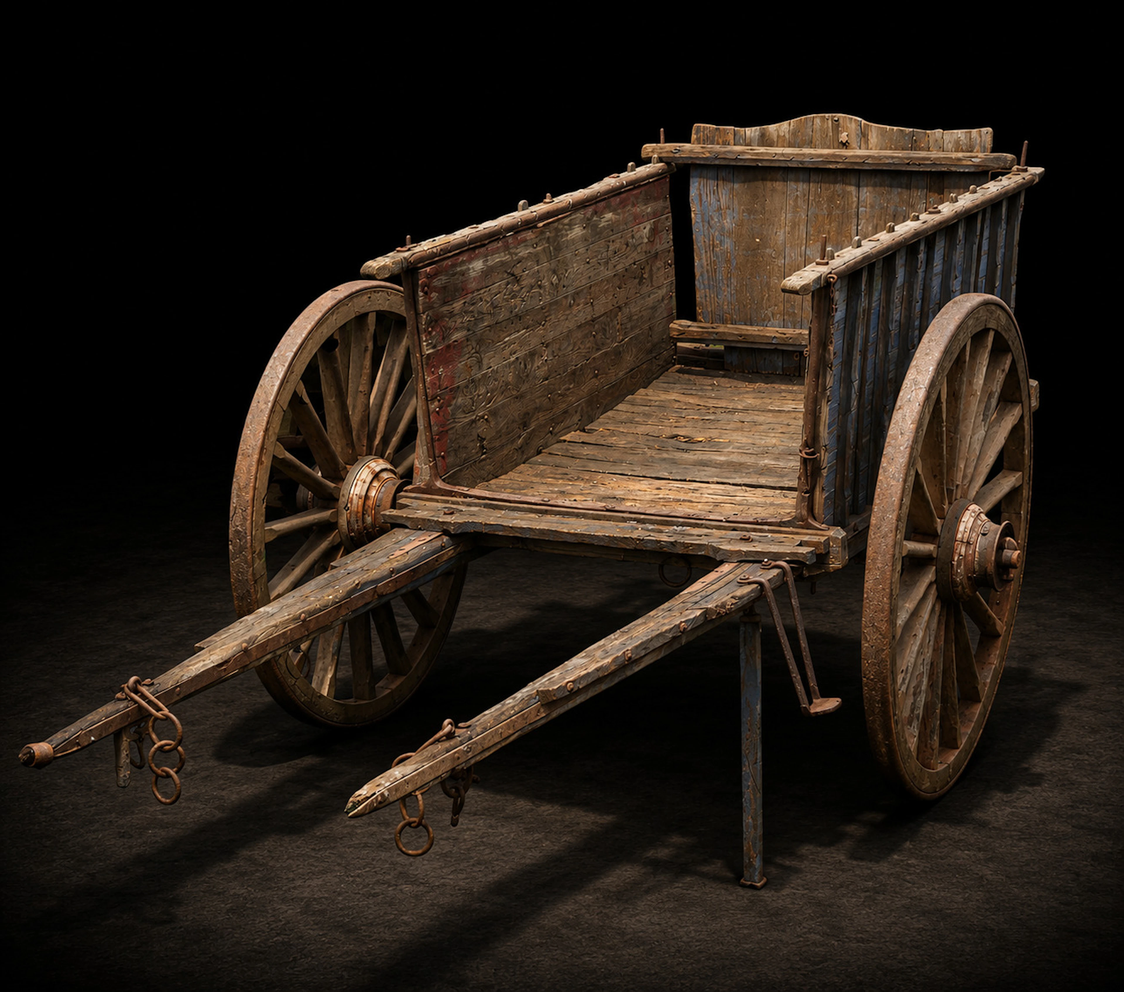 Antique Castilian farming cart, Spanish Popular School, 19th century