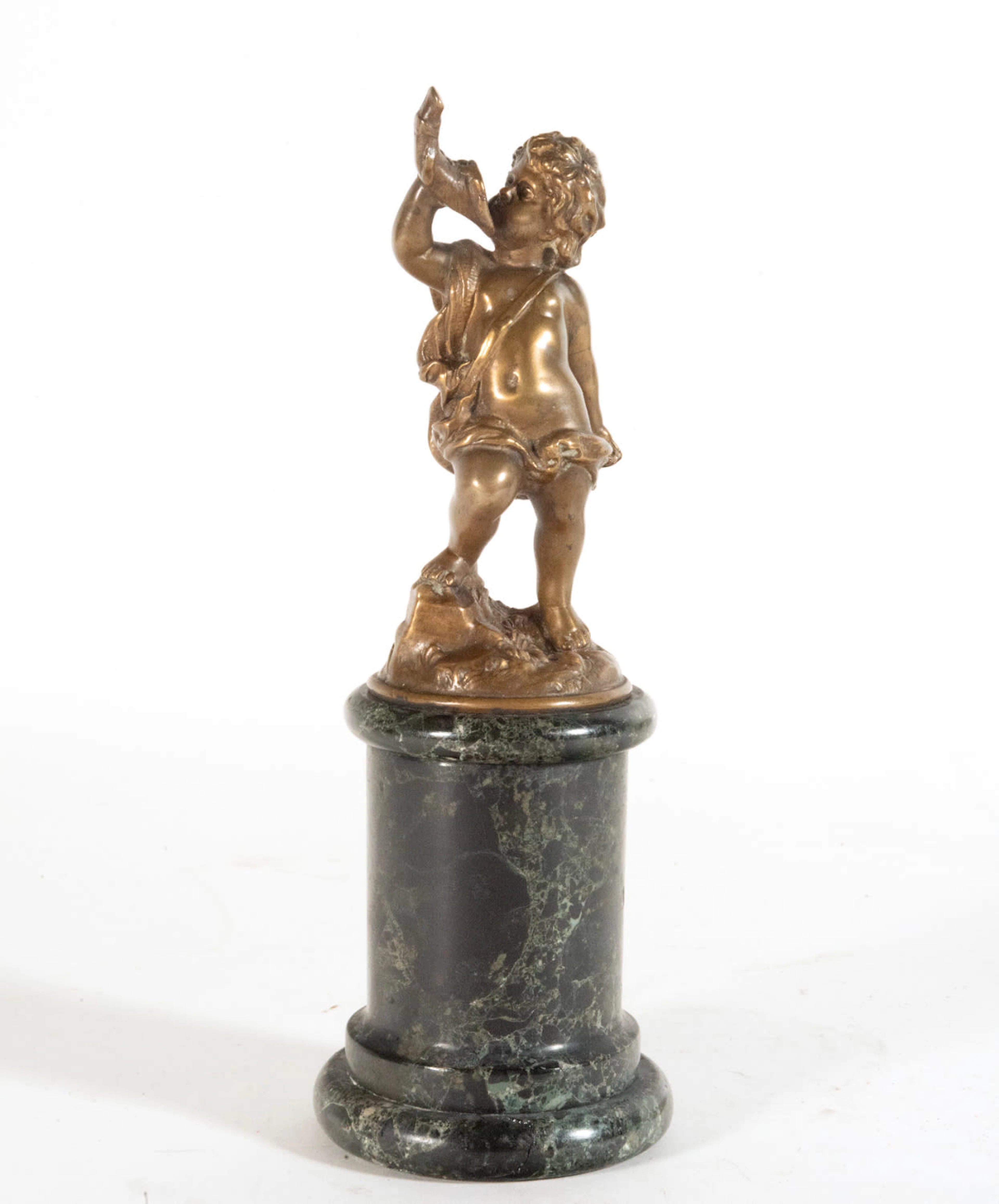 Bacchus Triumphant in bronze Grand Tour with green marble base, Italy