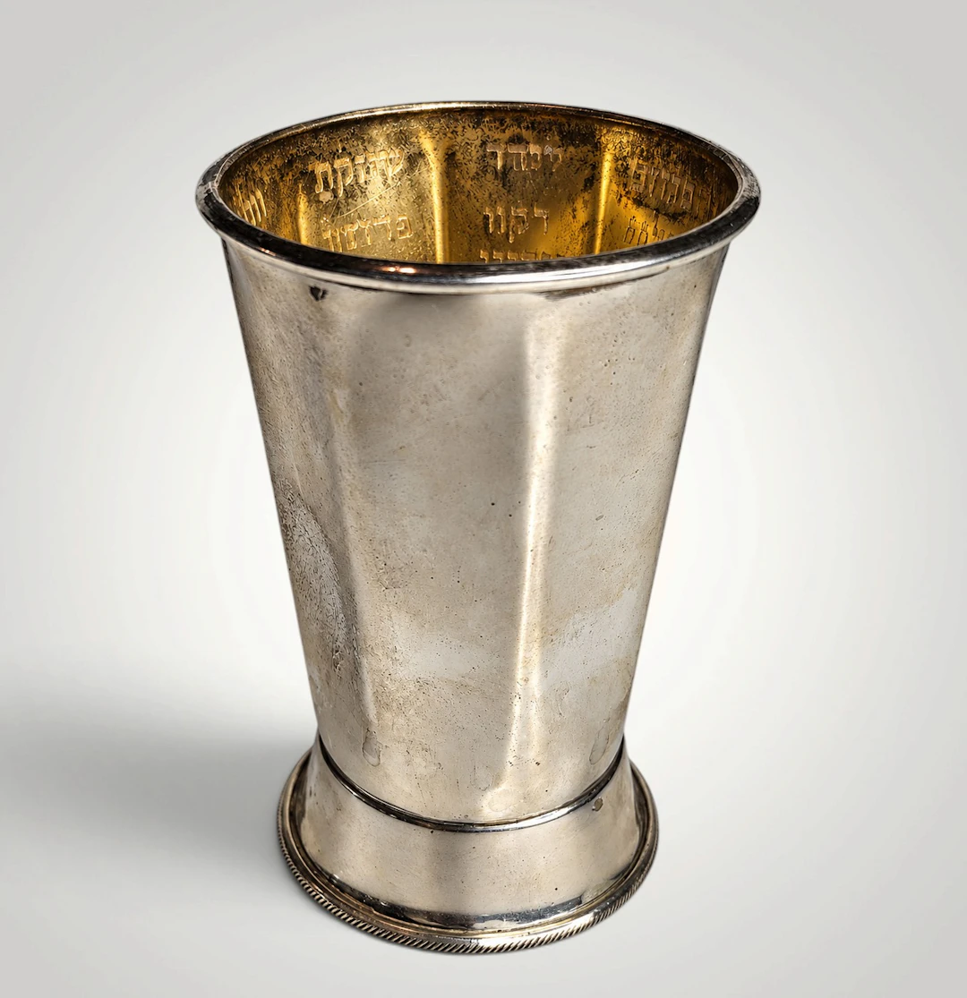 Fine 925 Sterling Silver Kiddush Cup featuring the names of the rivers of Eden