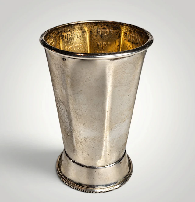Fine 925 Sterling Silver Kiddush Cup featuring the names of the rivers of Eden