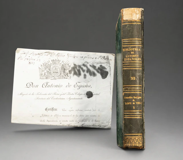 LOPE DE VEGA BOOK WITH POSSIBLE DRAWING BY PICASSO, DEDICATED
