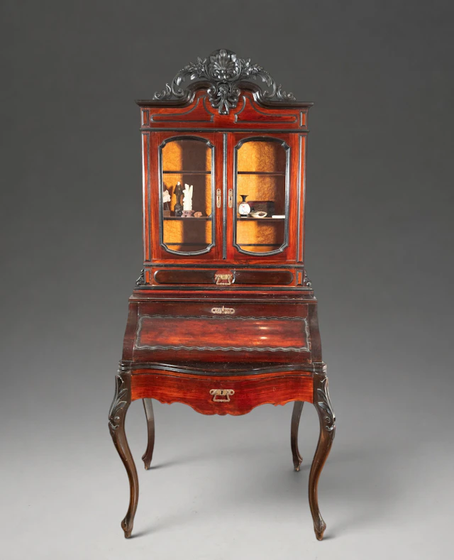 IMPORTANT 19TH-CENTURY CUBAN DISPLAY CASE MADE OF MAHOGANY PALM AND ROOSANTO