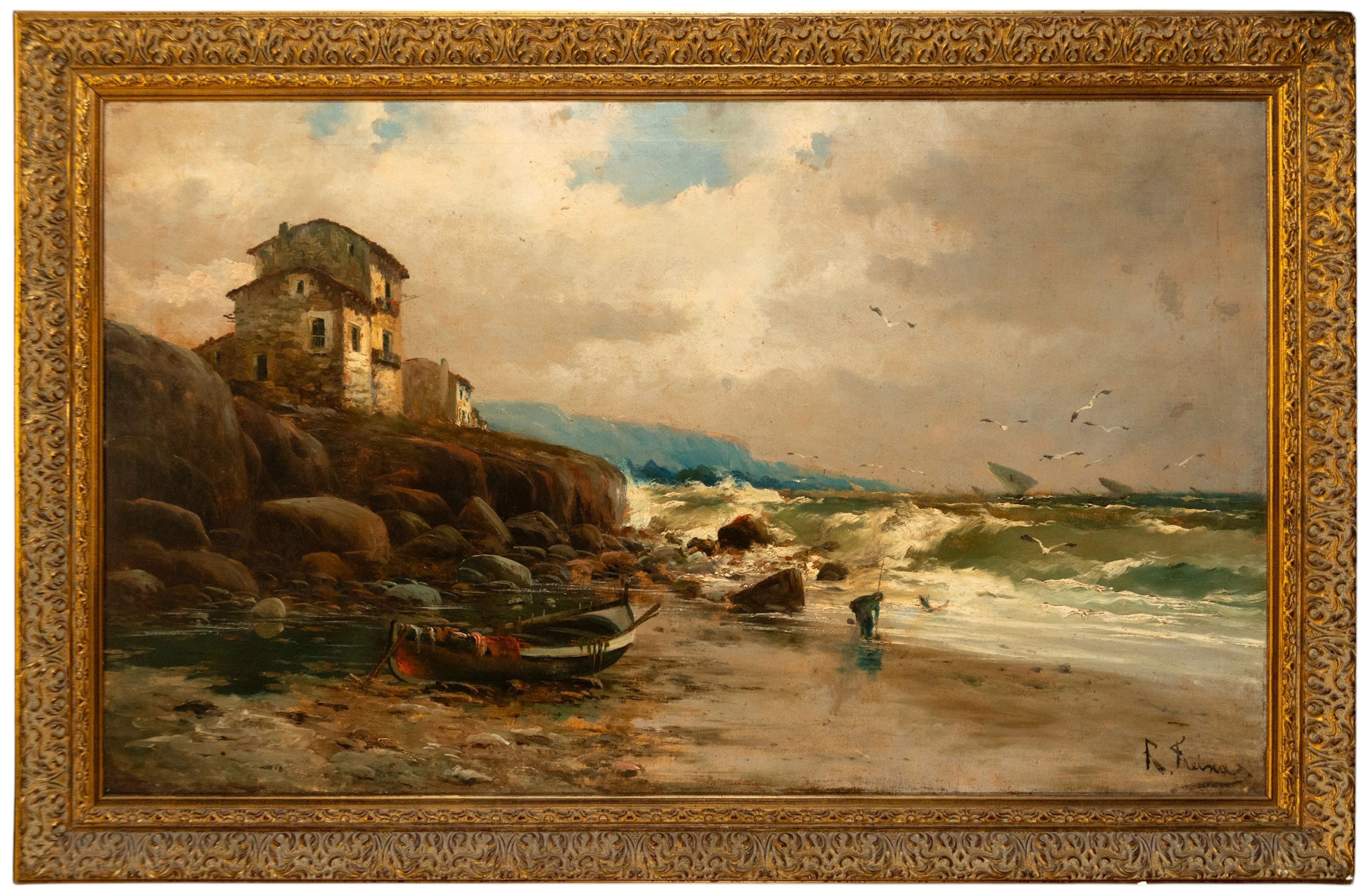 Marina with rocky coast and waves, RÓMULO FREIXAS – Spanish School